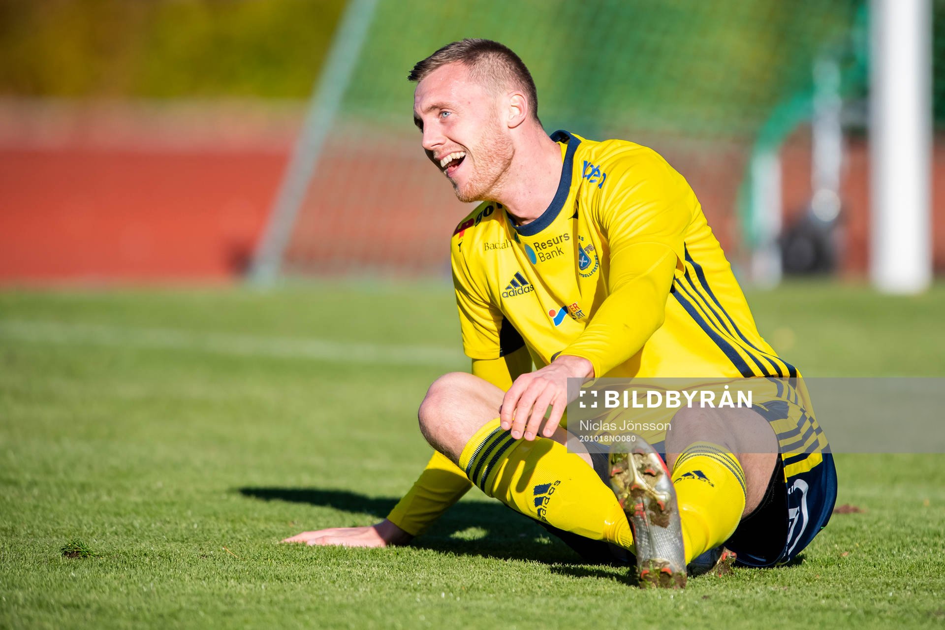 Ängelholms Anton Kinnander under fotbollsmatchen i Div 2 Västra Götaland mellan Eslöv och Ängelholm den 18 oktober 2020 i Eslöv.