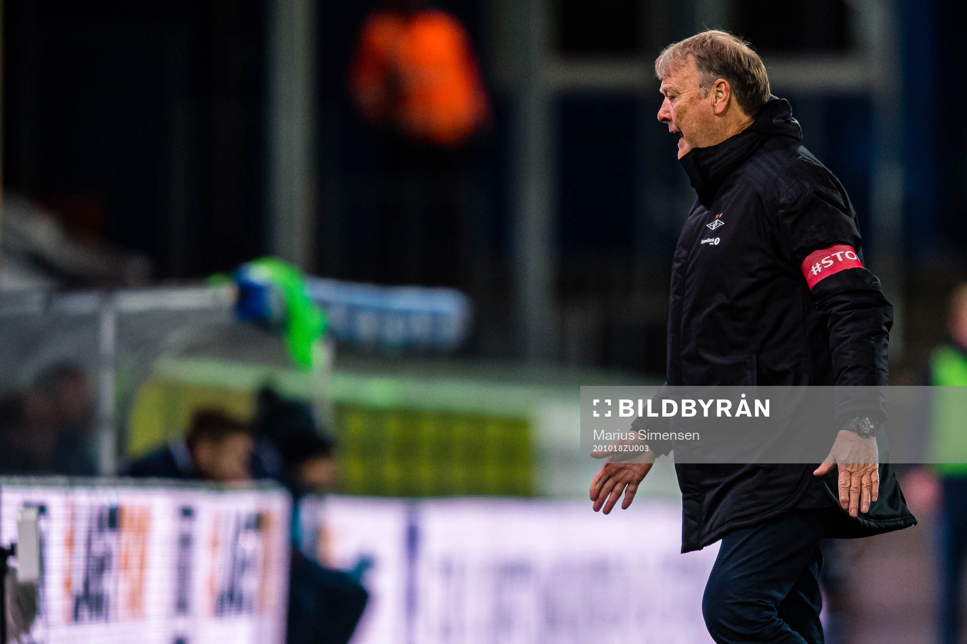Åge Hareide, head coach of Rosenborg, reacts
