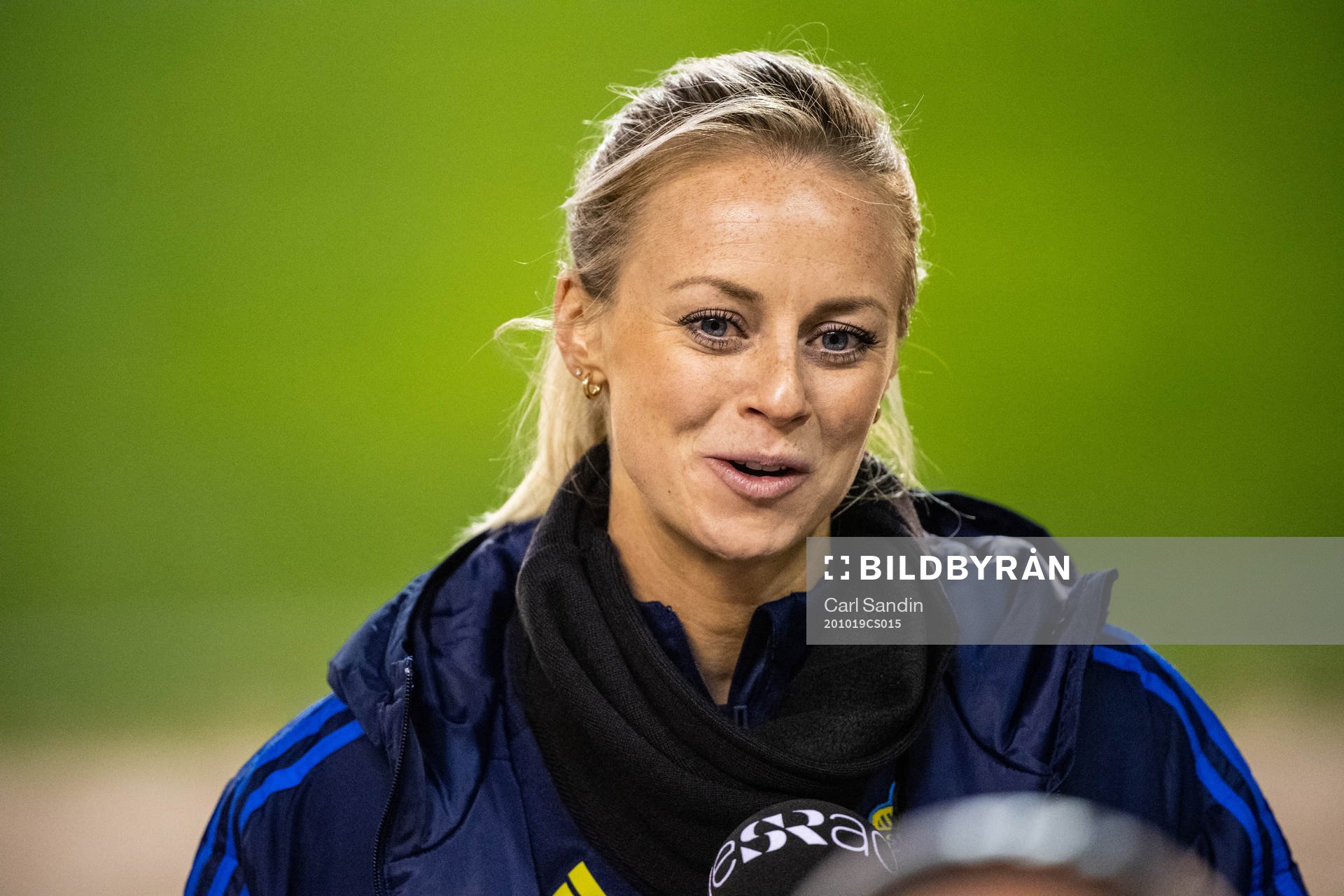 Amanda Ilestedt in the mixed zone after a training session with the Swedish women's national football team on October 19, 2020 in Gothenburg.