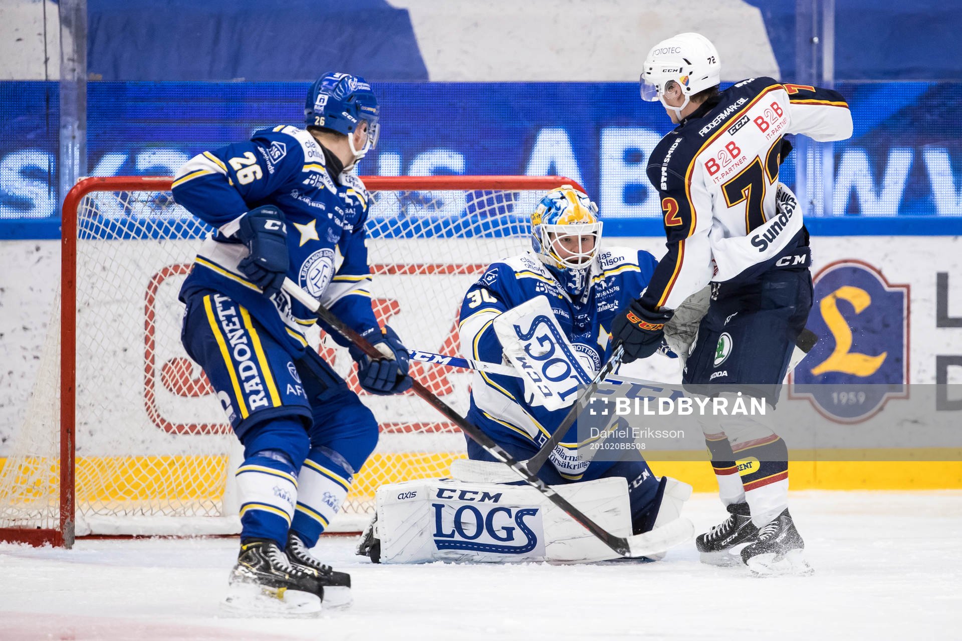 Leksands målvakt Janne Juvonen och Patrik Norén och
