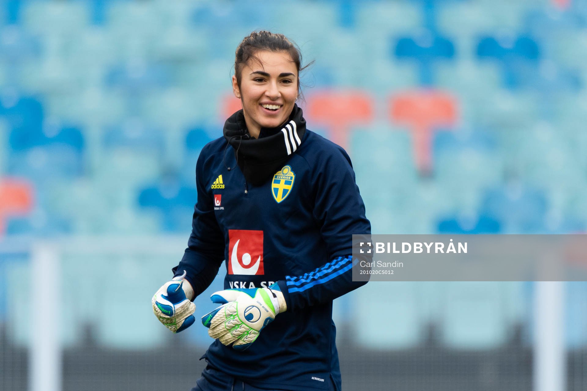 Goalkeeper Zecira Musovic during a training session with the Swedish women's national football team on October 20, 2020 in Gothenburg.