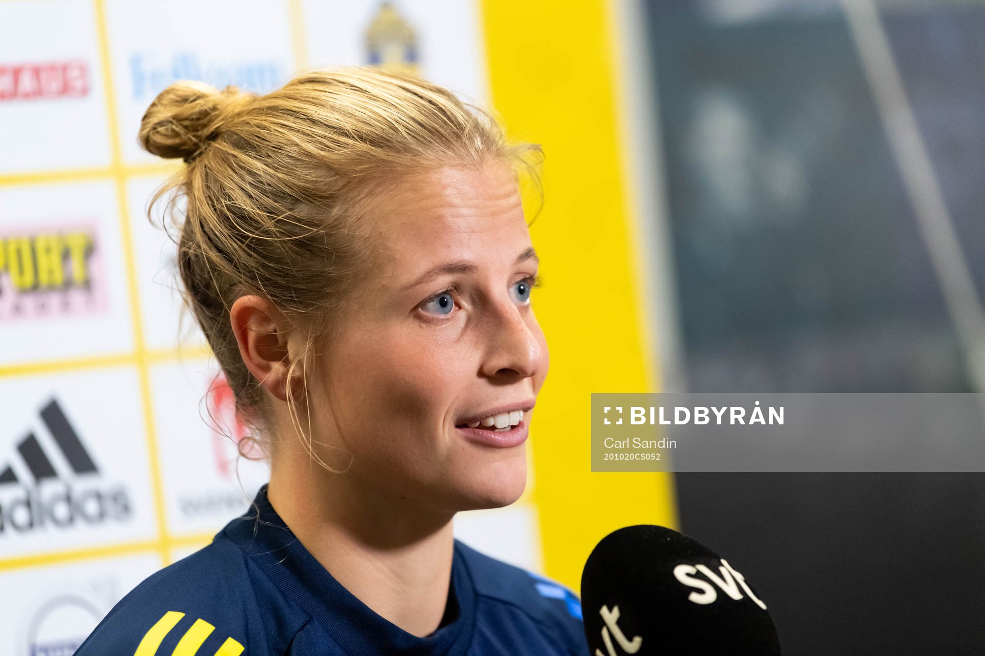 Anna Anvegård is being interviewed