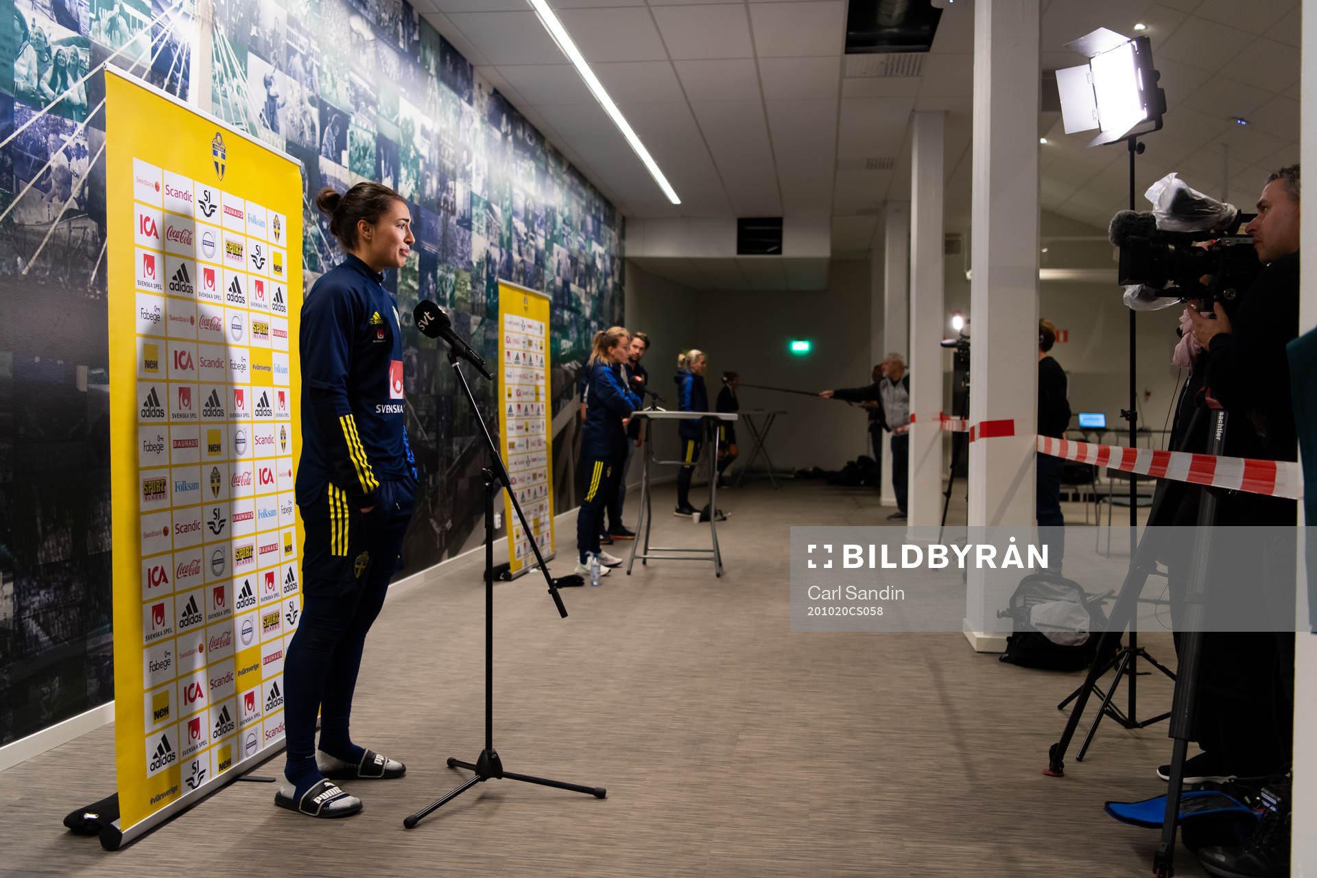 Goalkeeper Zecira Musovic is being interviewed