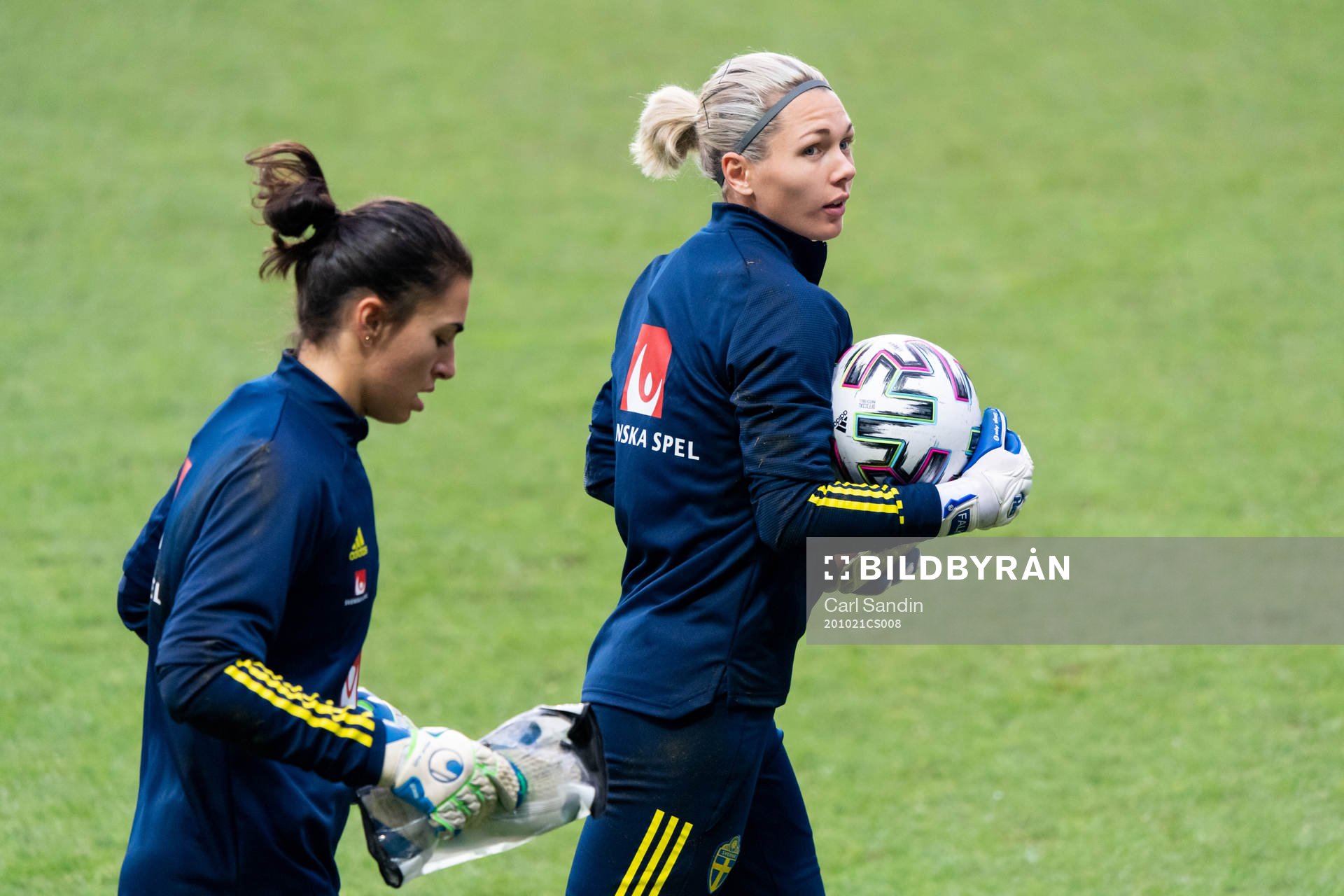 Goalkeeper Zecira Musovic and Jennifer Falk