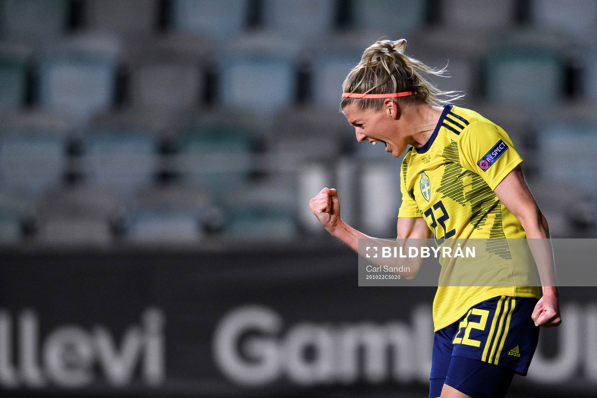 Olivia Schough of Sweden celebrates the 3-0 goal