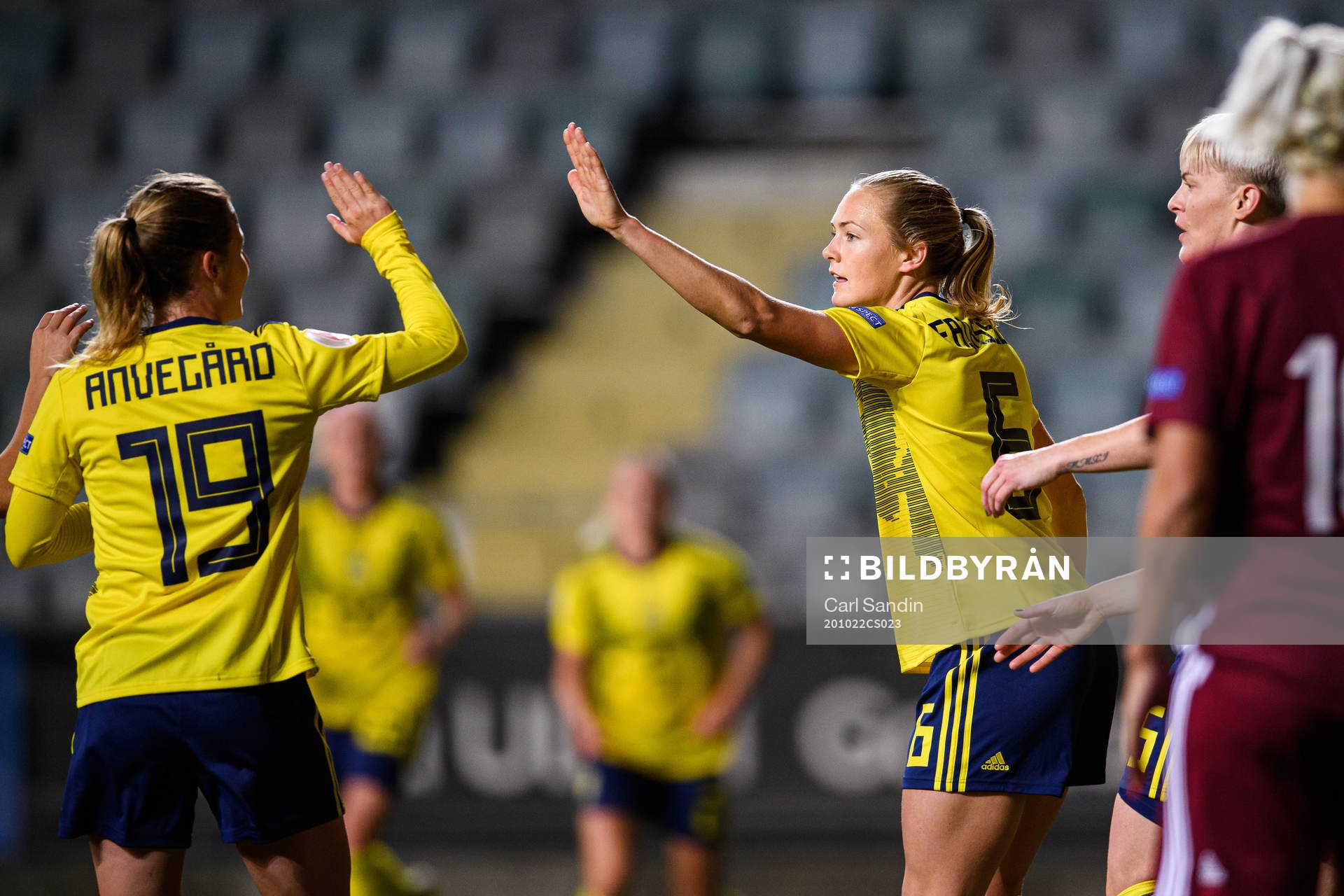 Anna Anvegård and Magdalena Eriksson of Sweden celebrate