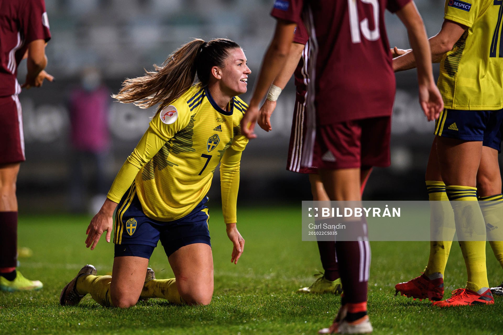 Pauline Hammarlund of Sweden celebrates the 6-0 goal