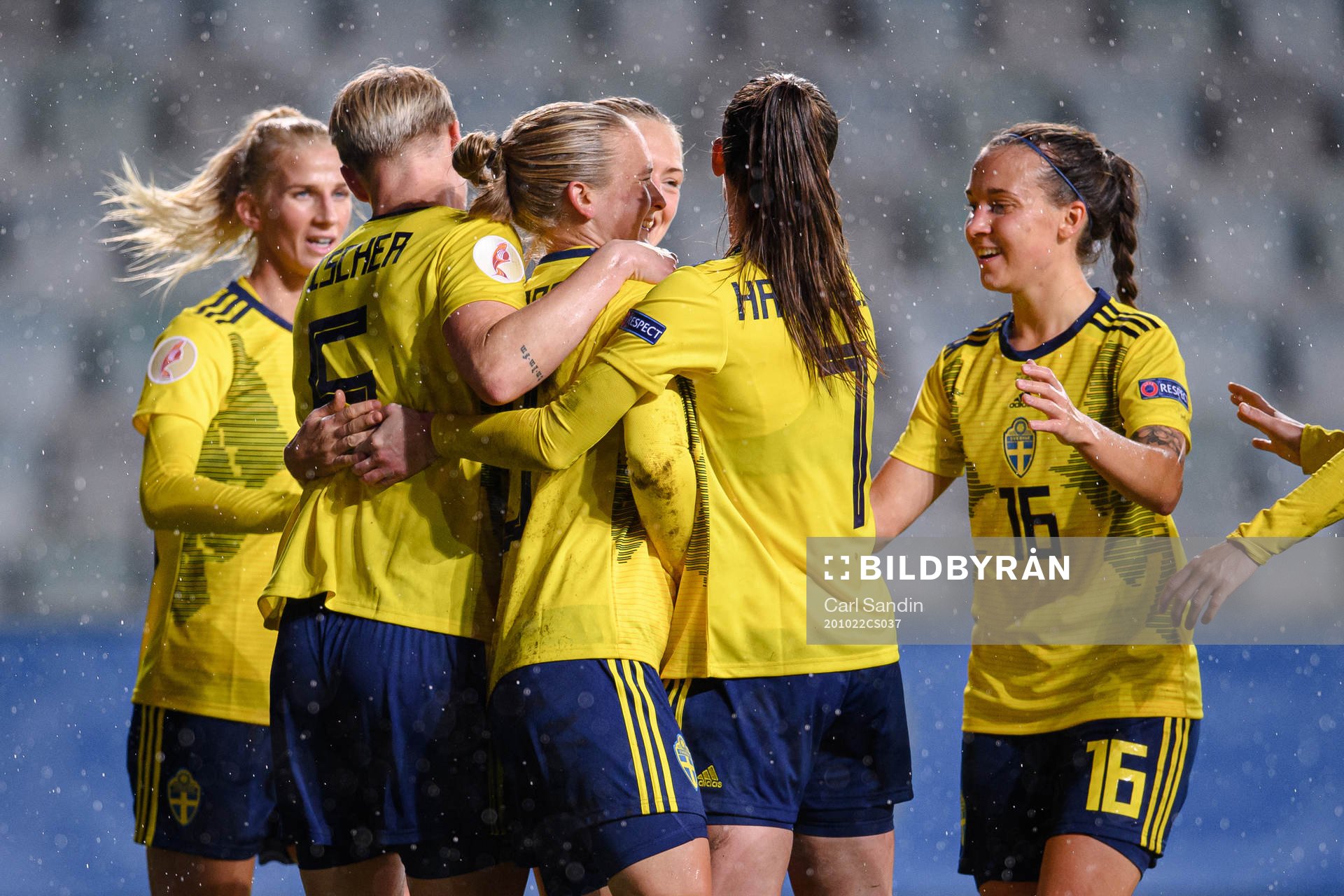 Filippa Curmark of Sweden celebrates the 7-0 goal