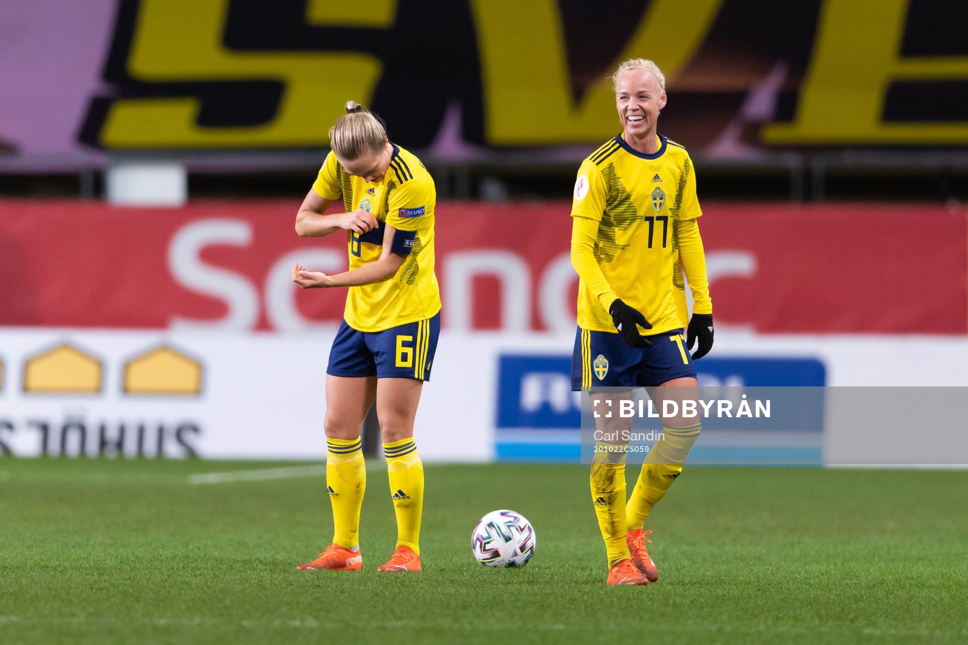 Magdalena Eriksson and Caroline Seger of Sweden