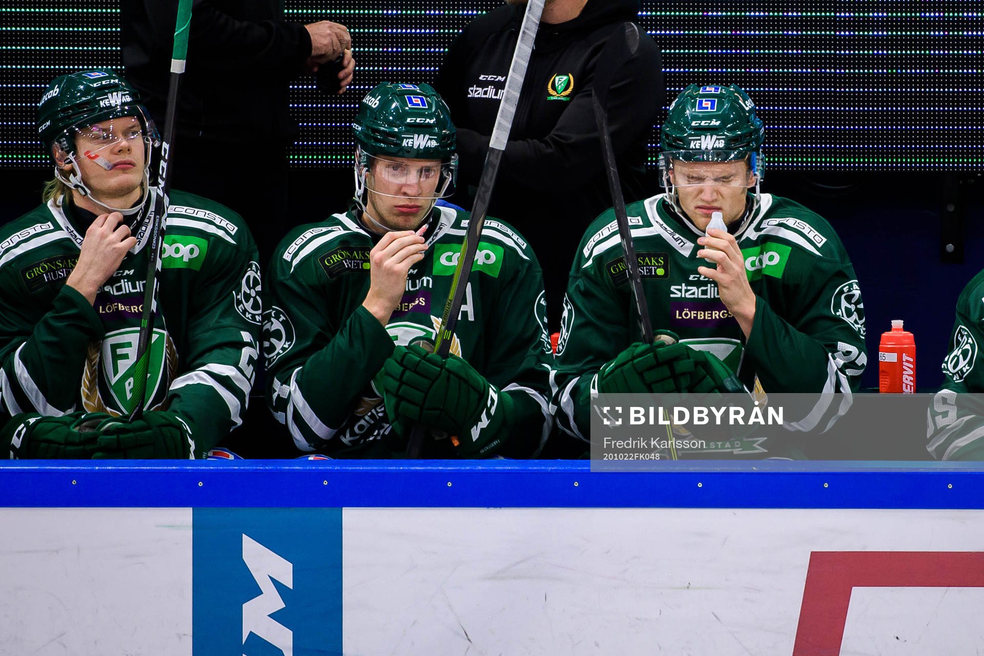Färjestads Albin Eriksson, Victor Ejdsell och Adam Ginning