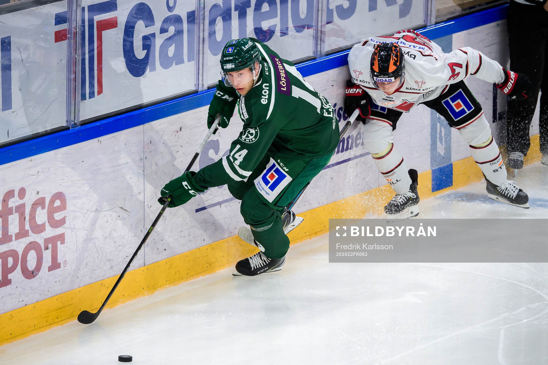Färjestads Victor Ejdsell och Örebros Glenn Gustafsson