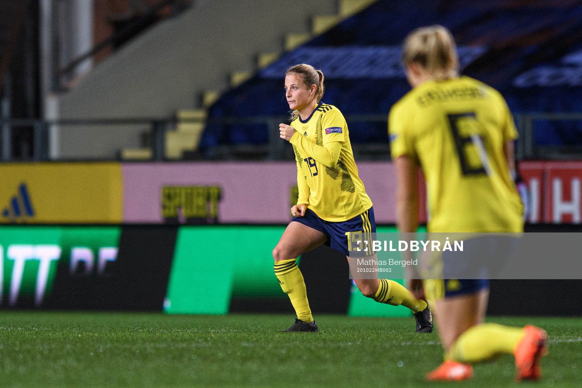 Anna Anvegård of Sweden kneels in support of the Black