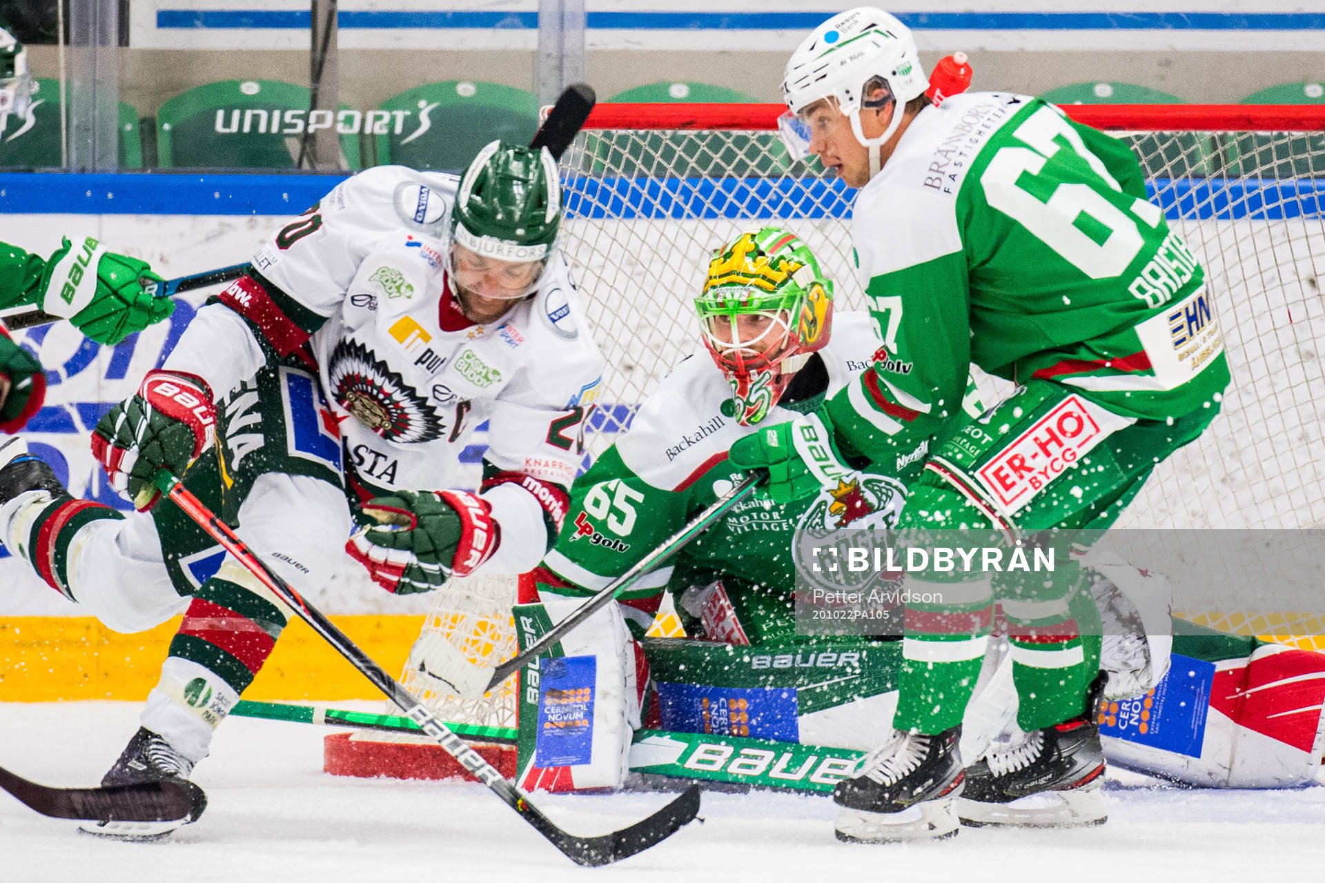 Frölundas Joel Lundqvist oroar mot Rögles målvakt