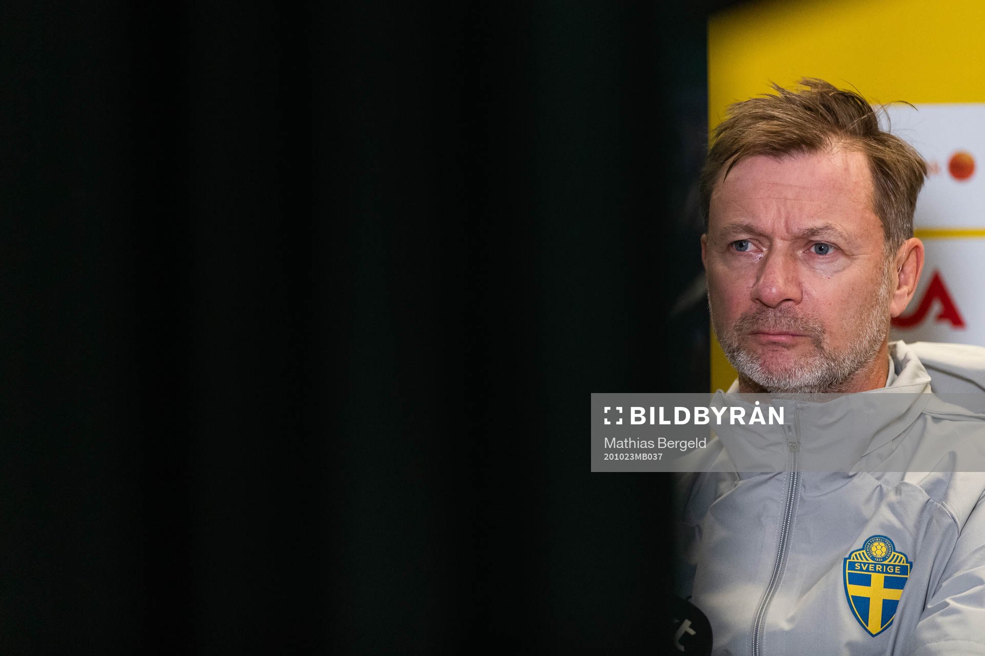 Peter Gerhardsson, head coach, is interviewed