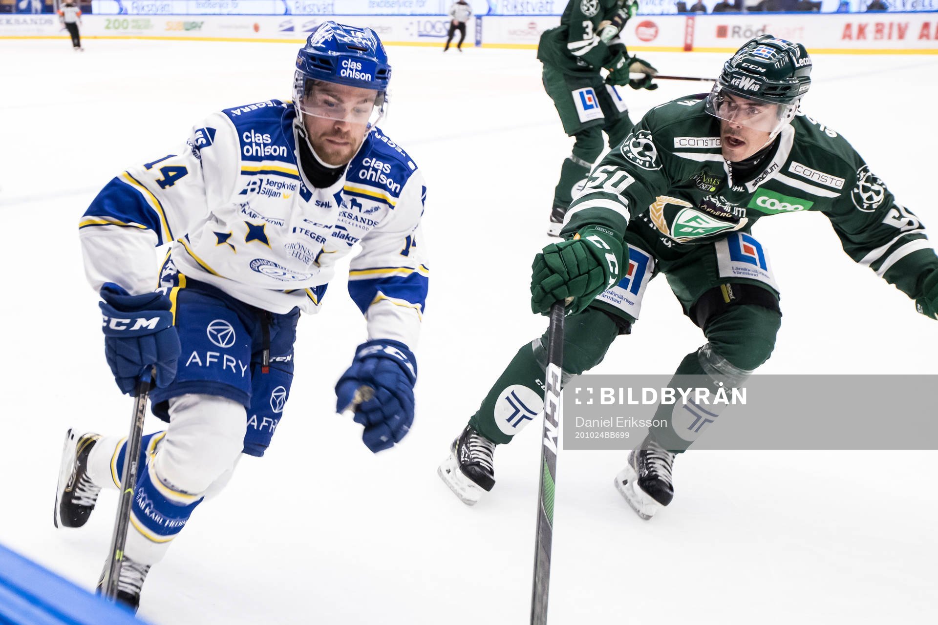 Leksands Oskar Lang och Färjestads Sebastian Erixon