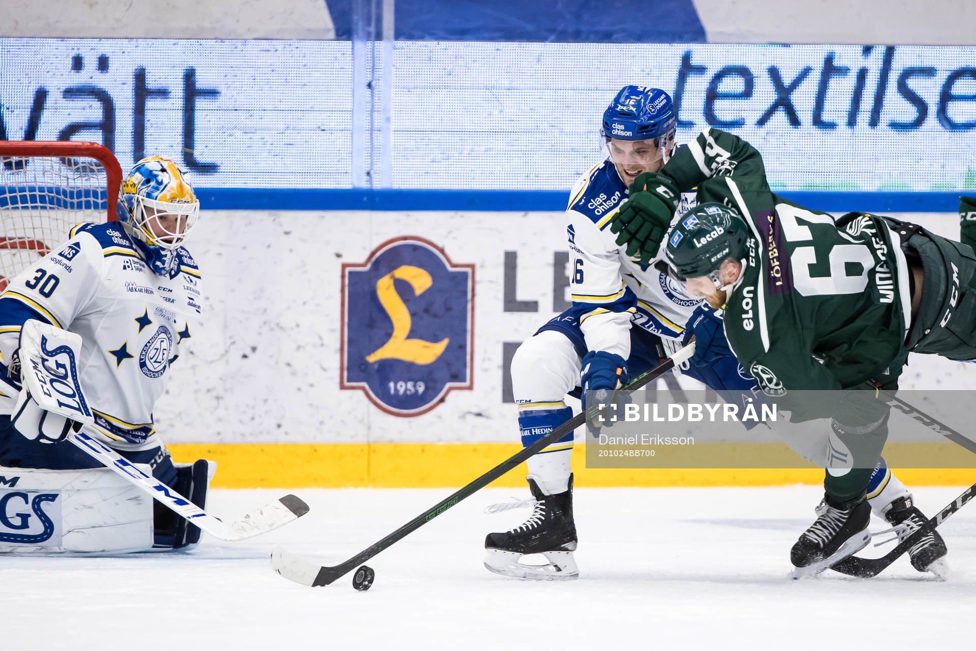 Leksands målvakt Janne Juvonen och Leksands Daniel