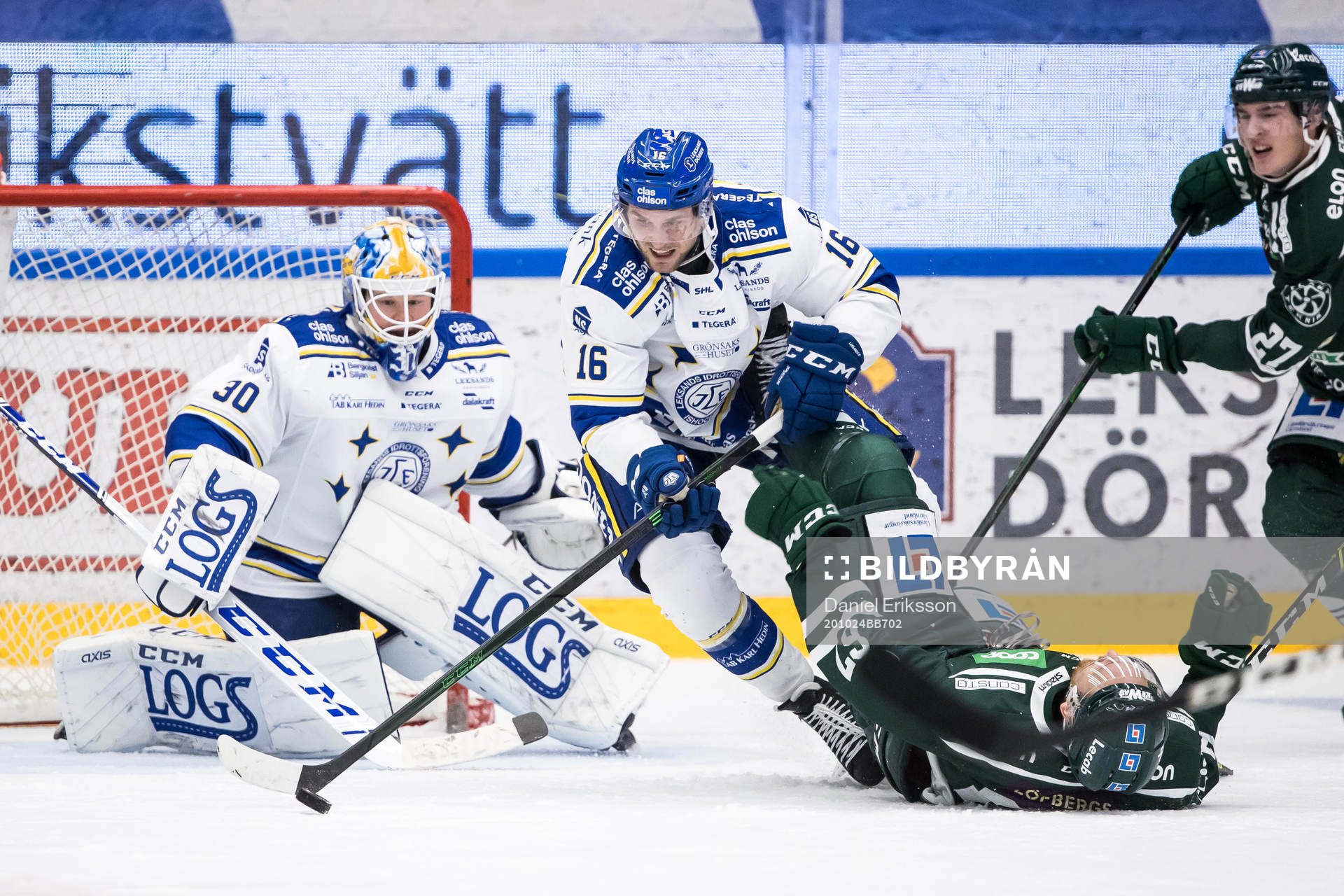 Leksands målvakt Janne Juvonen och Leksands Daniel