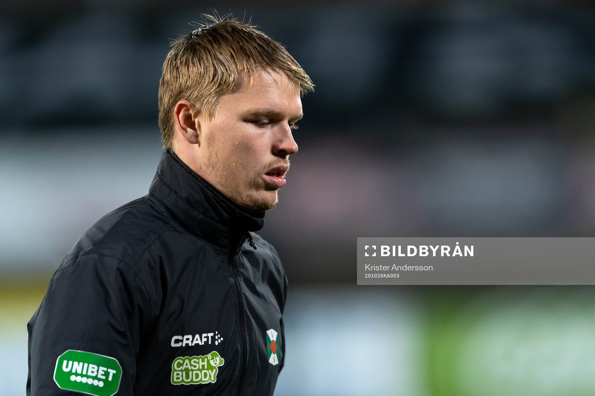 Varbergs Anton Liljenbäck före fotbollsmatchen i