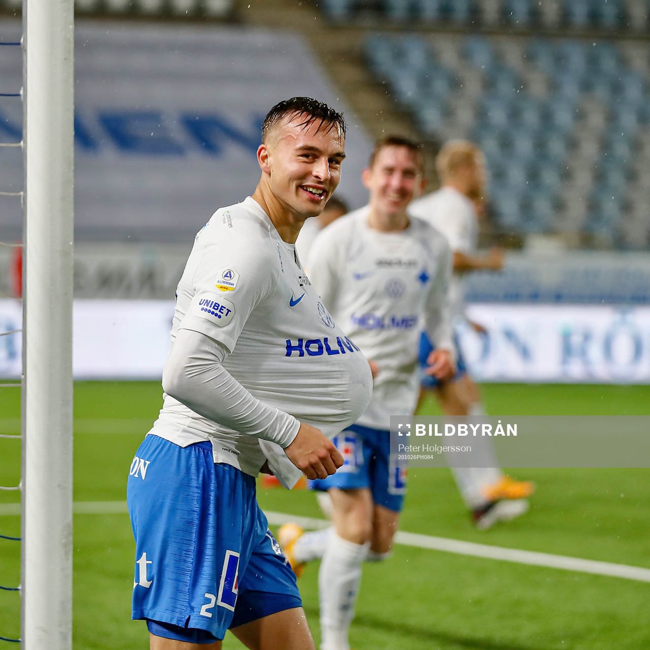IFK Norrköpings Henrik Castegren jublar efter mål 2-1 under fotbollsmatchen i Allsvenskan mellan IFK Norrköping och AIK den 26 oktober 2020 i Norrköping.