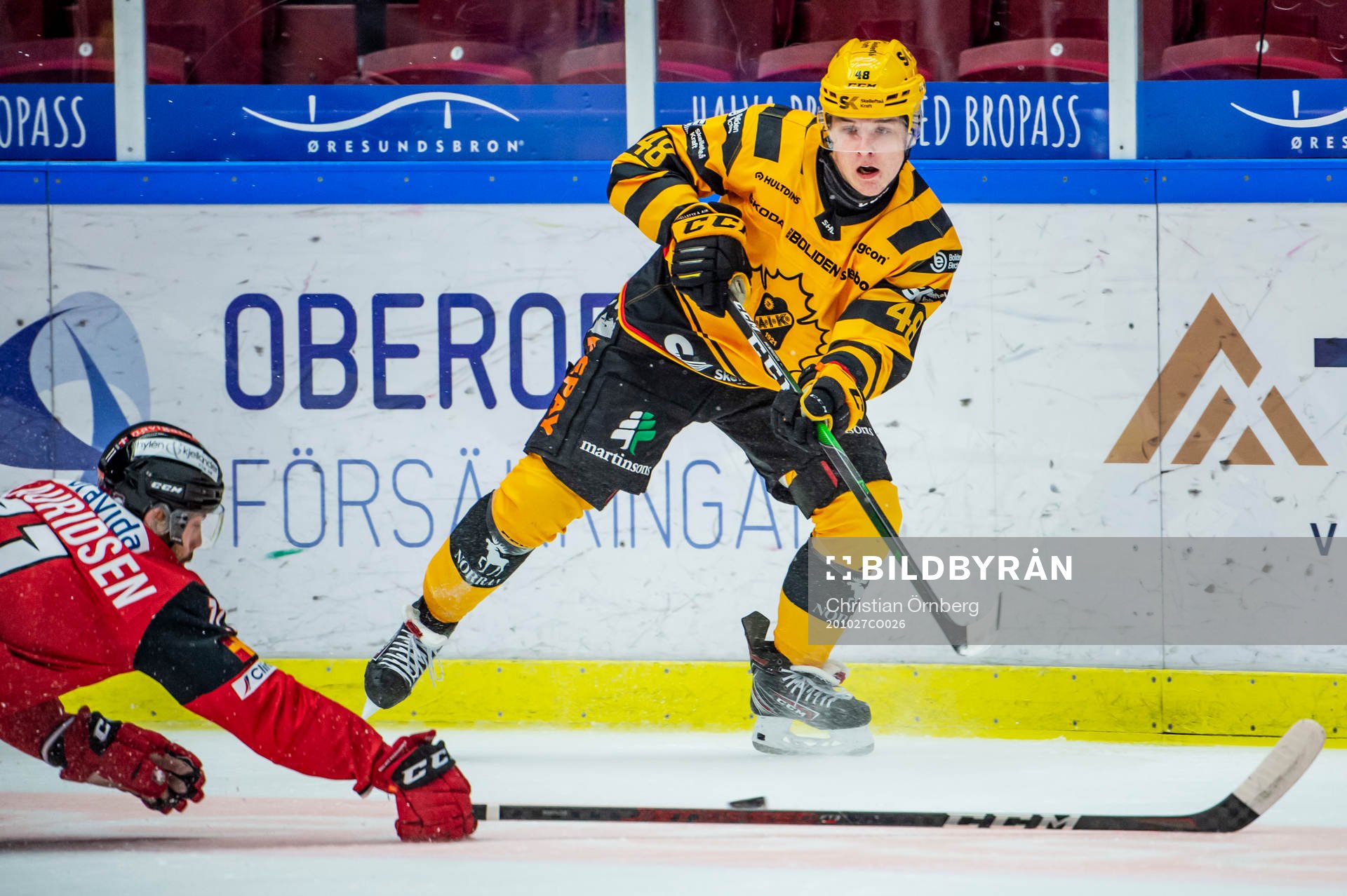 Skellefteås Jonatan Berggren mot Malmö Redhawks Oliver