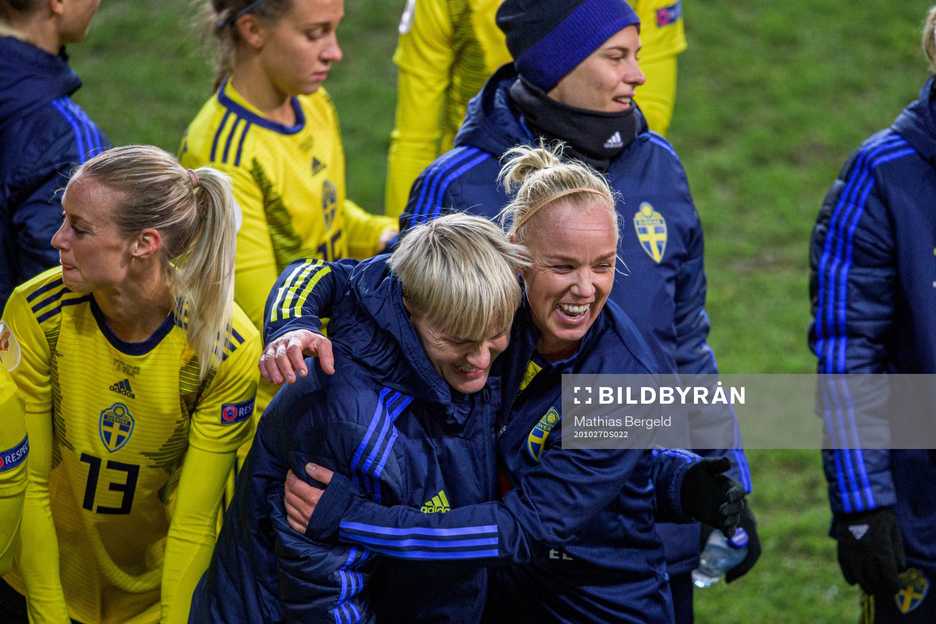 Nilla Fischer and Caroline Seger of Sweden celebrate