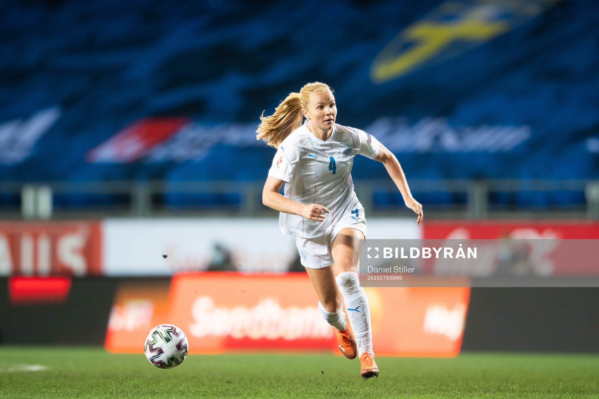 Glódís Perla Viggósdóttir of Iceland during the UEFA Women's Euro Qualifier football match between Sweden and Iceland on October 27, 2020 in Gothenburg.