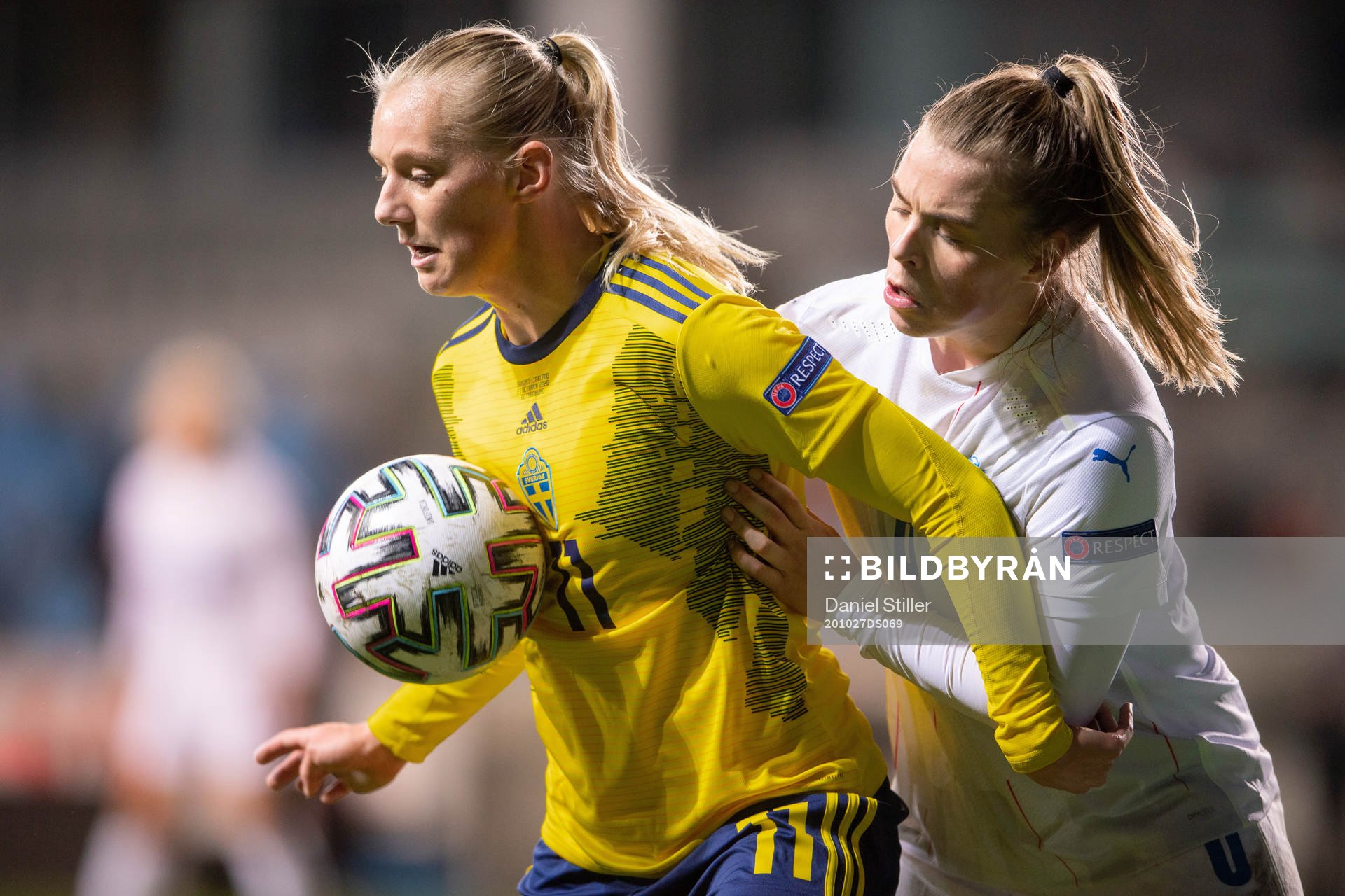 Stina Blackstenius of Sweden and Ingibjörg