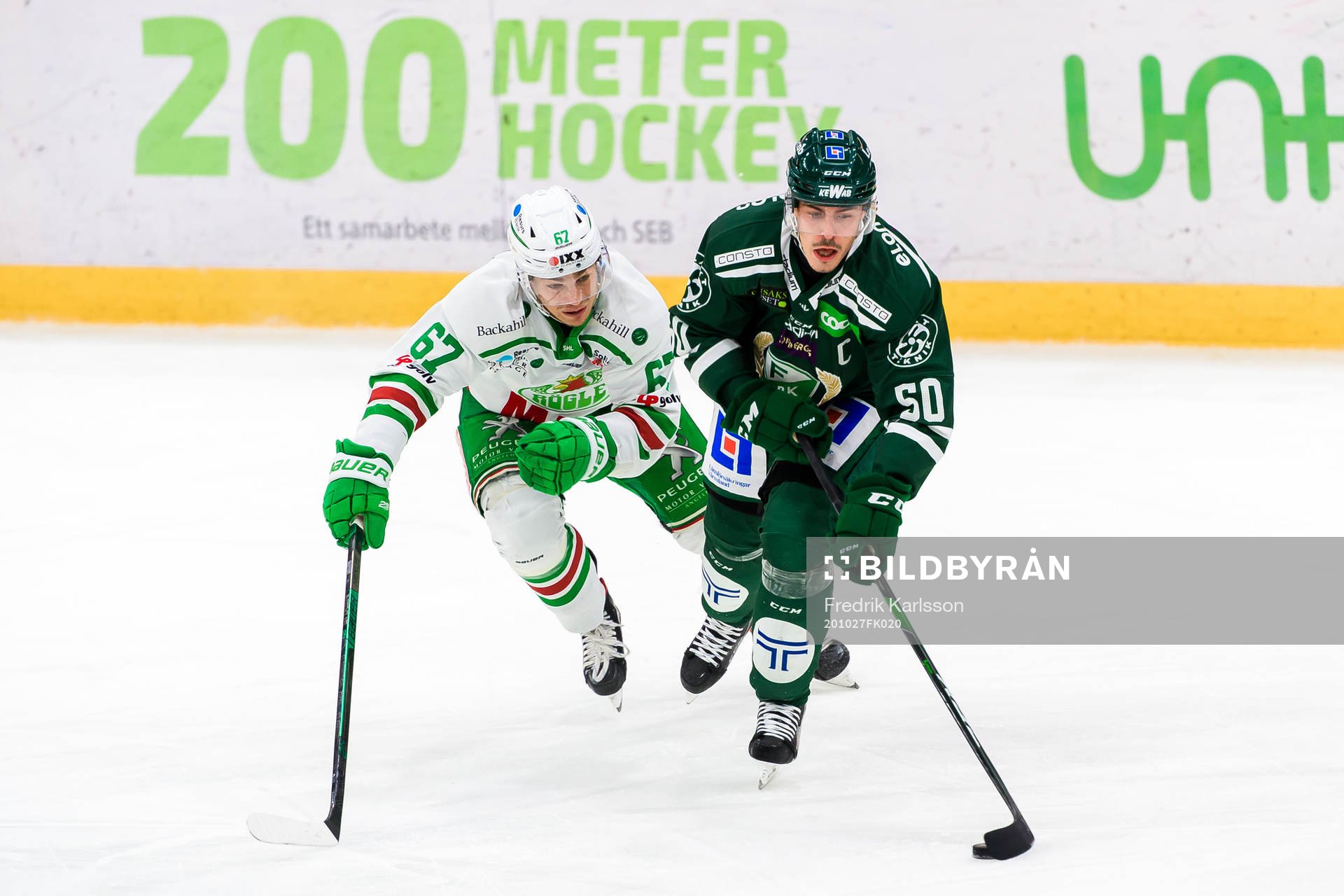 Rögles Leon Bristedt och Färjestads Sebastian Erixon