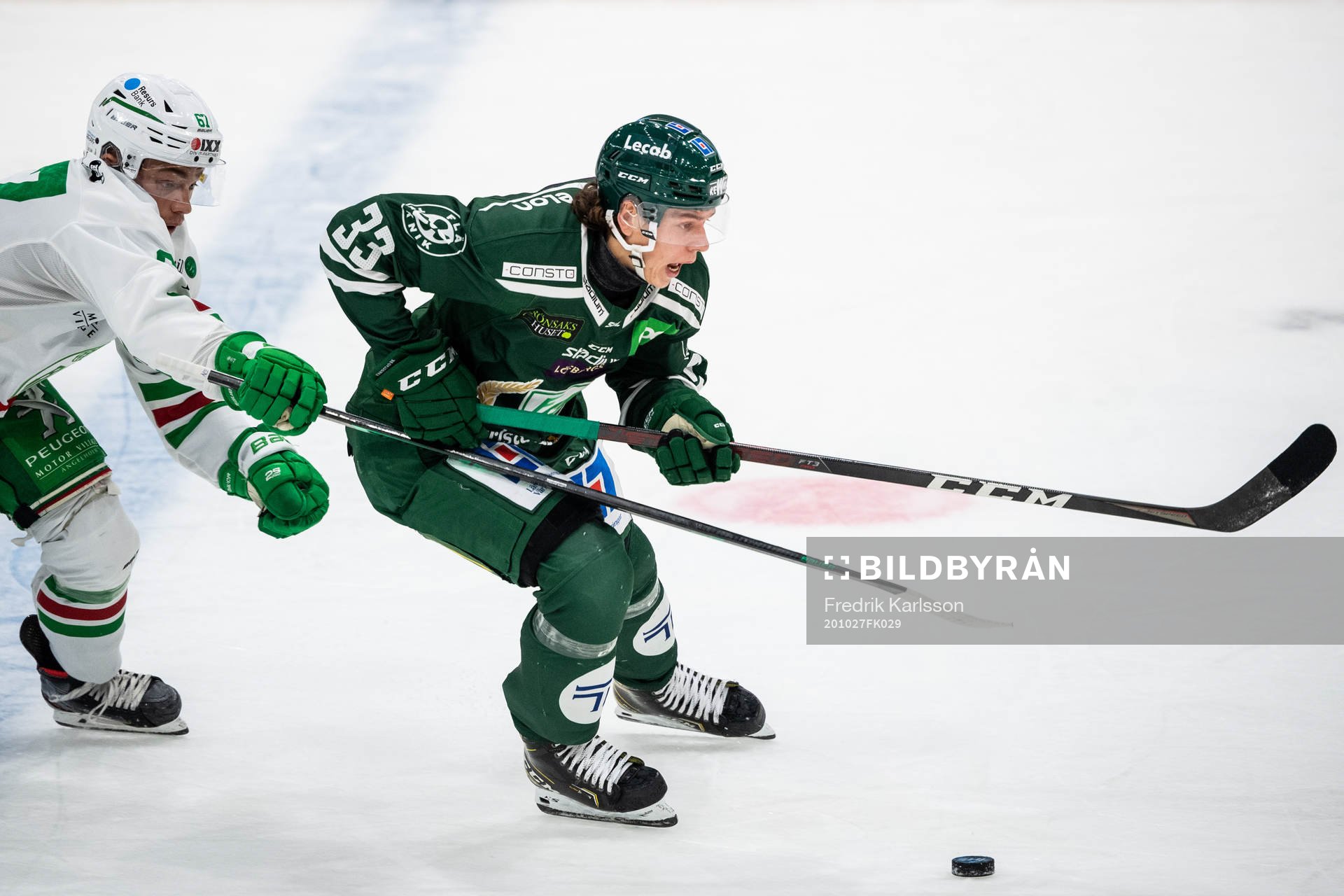 Rögles Leon Bristedt och Färjestads Albert Johansson