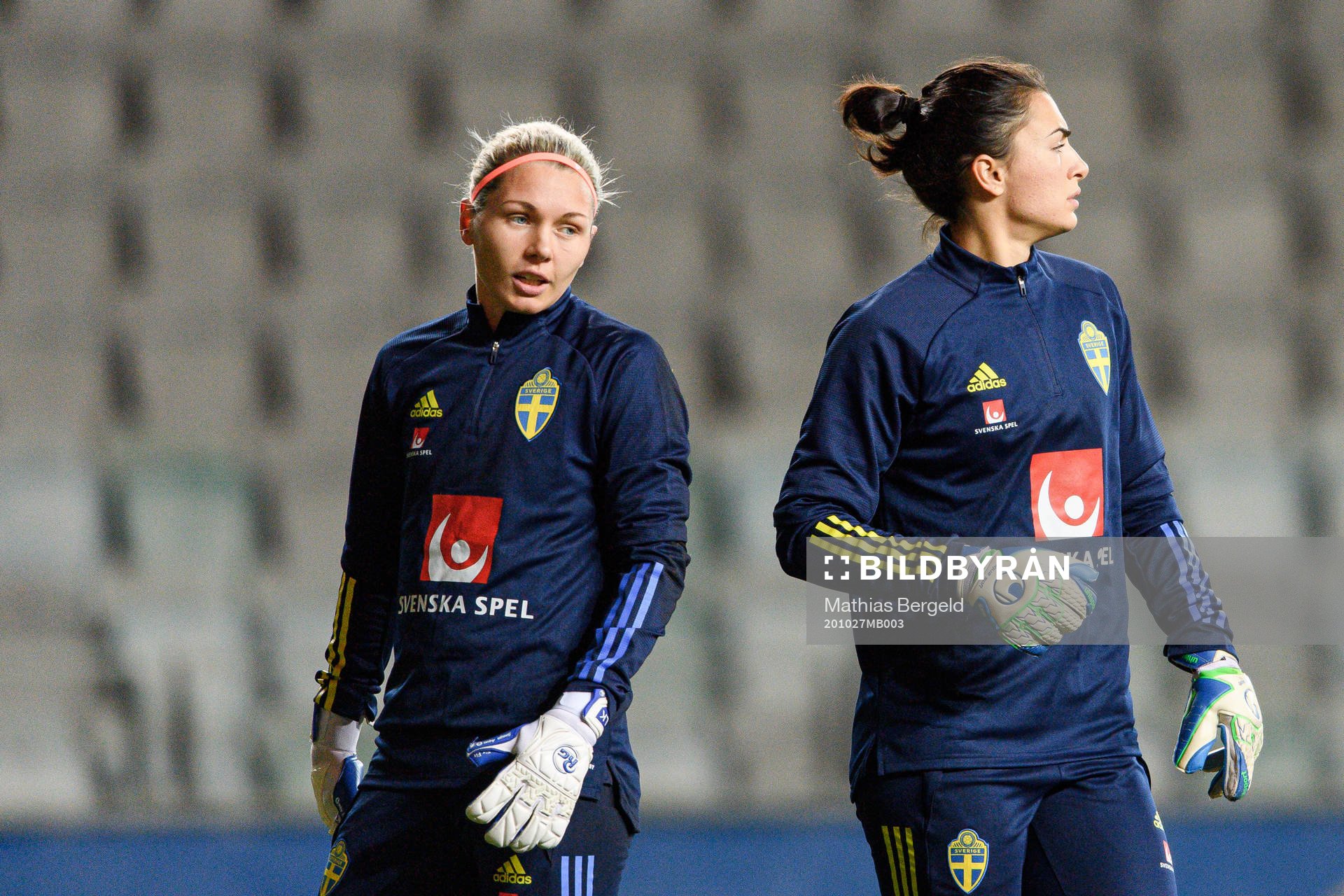 Goalkeeper Jennifer Falk and goalkeeper Zecira Musovic of