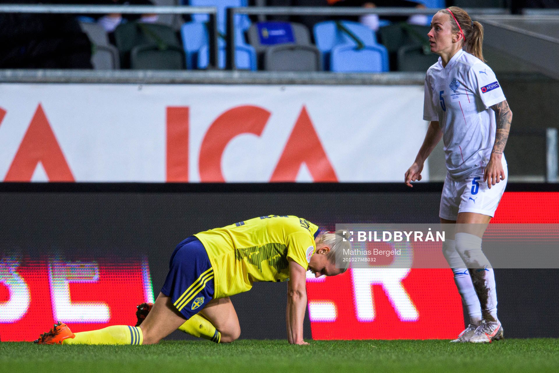 Jonna Andersson of Sweden in pain