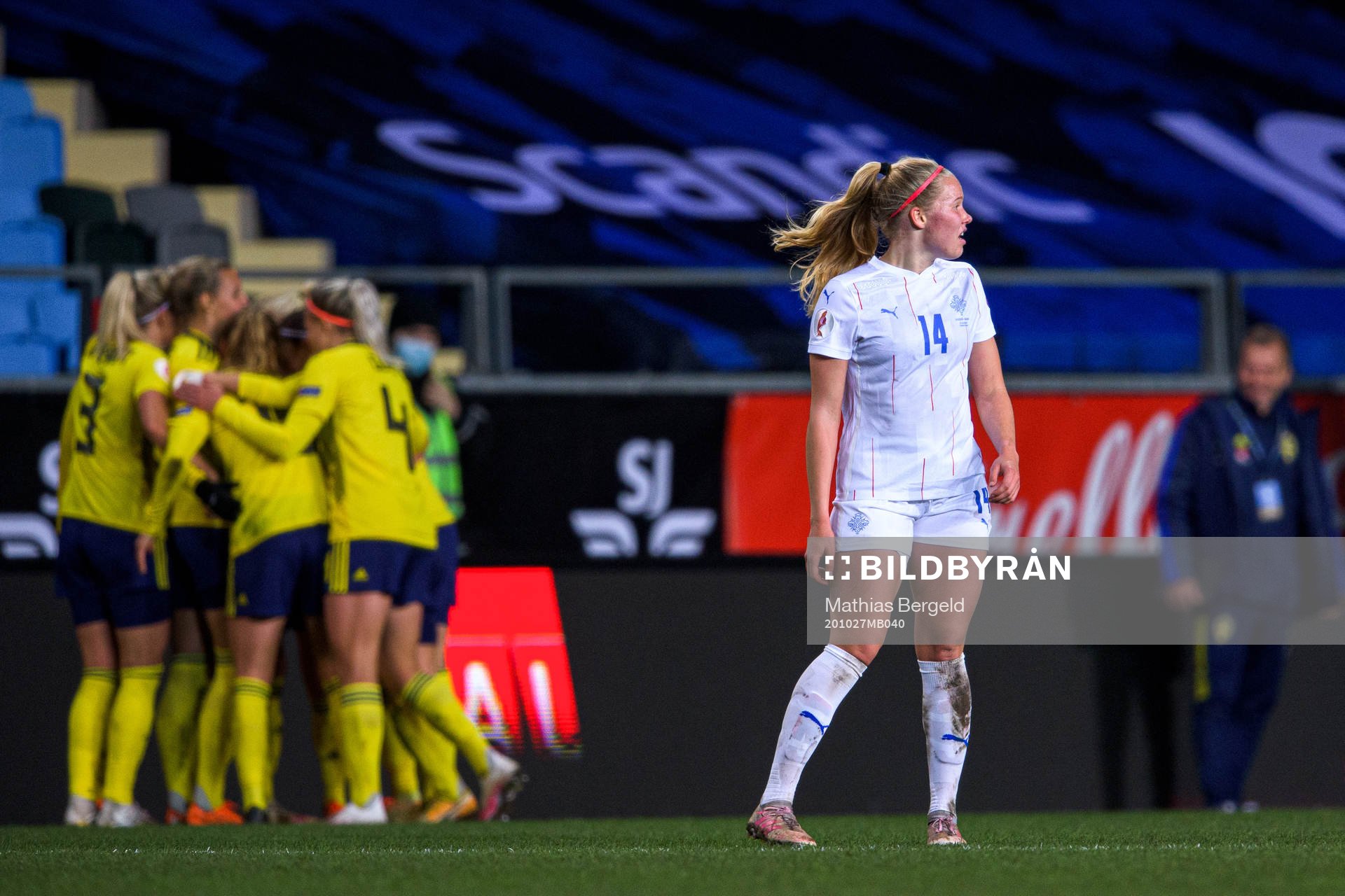 Hlín Eiríksdóttir of Iceland looks dejected