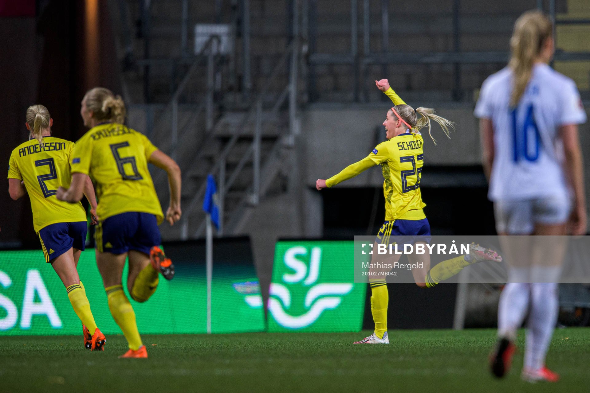 Olivia Schough of Sweden celebrates the 2-0 goal
