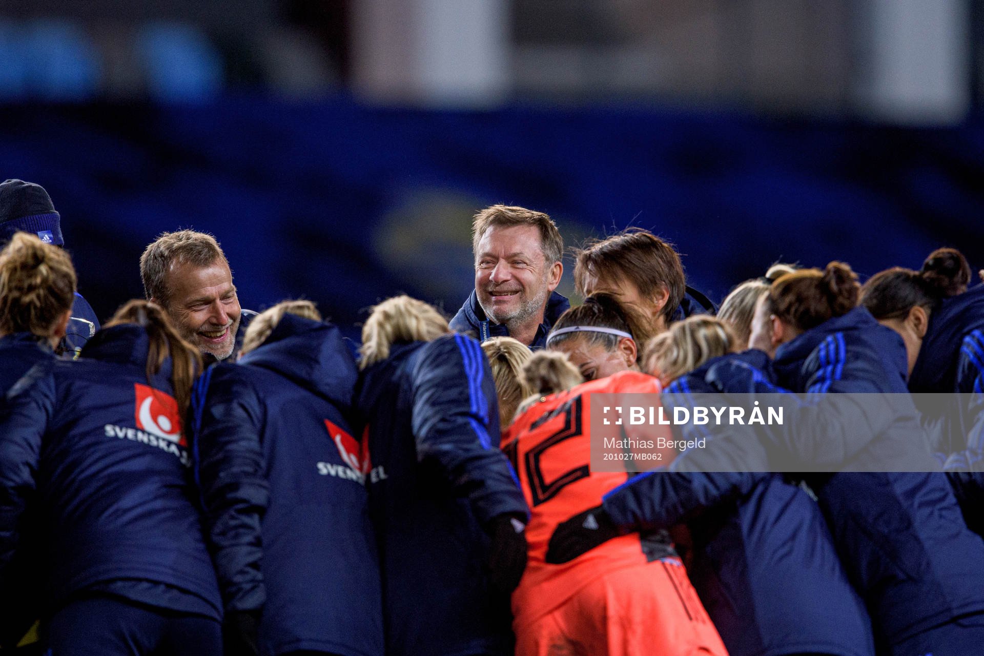Peter Gerhardsson, head coach of Sweden celebrates after the UEFA Women's Euro Qualifier football match between Sweden and Iceland on October 27, 2020 in Gothenburg.