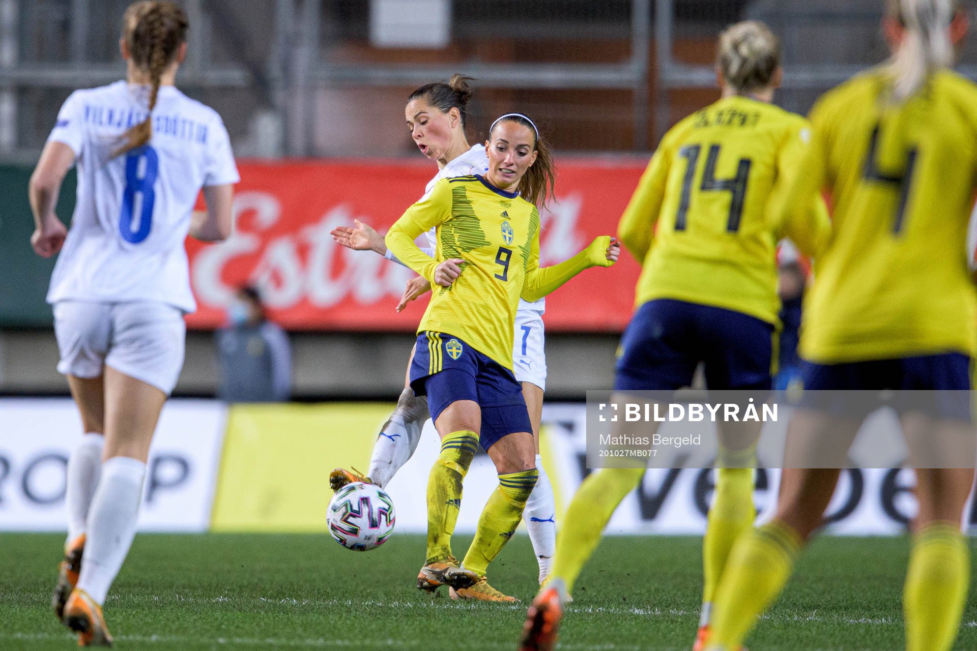 Kosovare Asllani of Sweden and Sara Björk Gunnarsdóttir