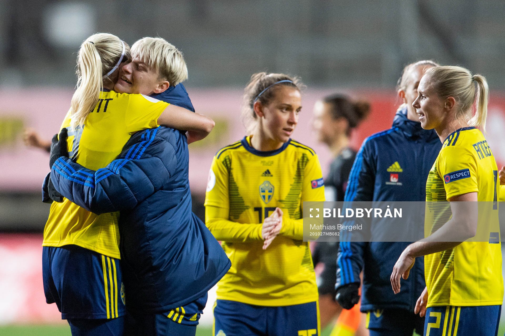 Linda Sembrant and Nilla Fischer of Sweden celebrate