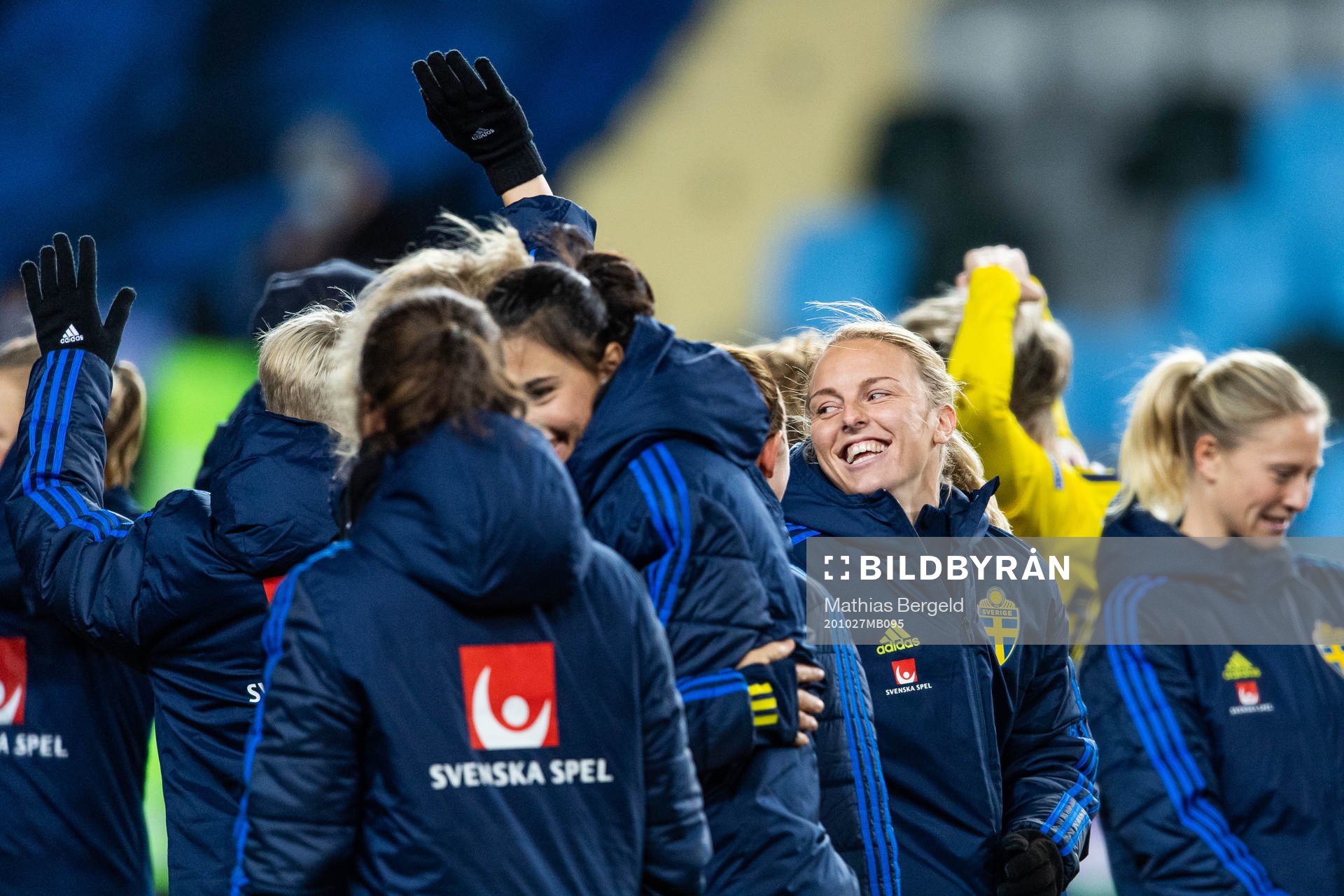 Mimmi Larsson of Sweden celebrate after the UEFA Women's Euro Qualifier football match between Sweden and Iceland on October 27, 2020 in Gothenburg.