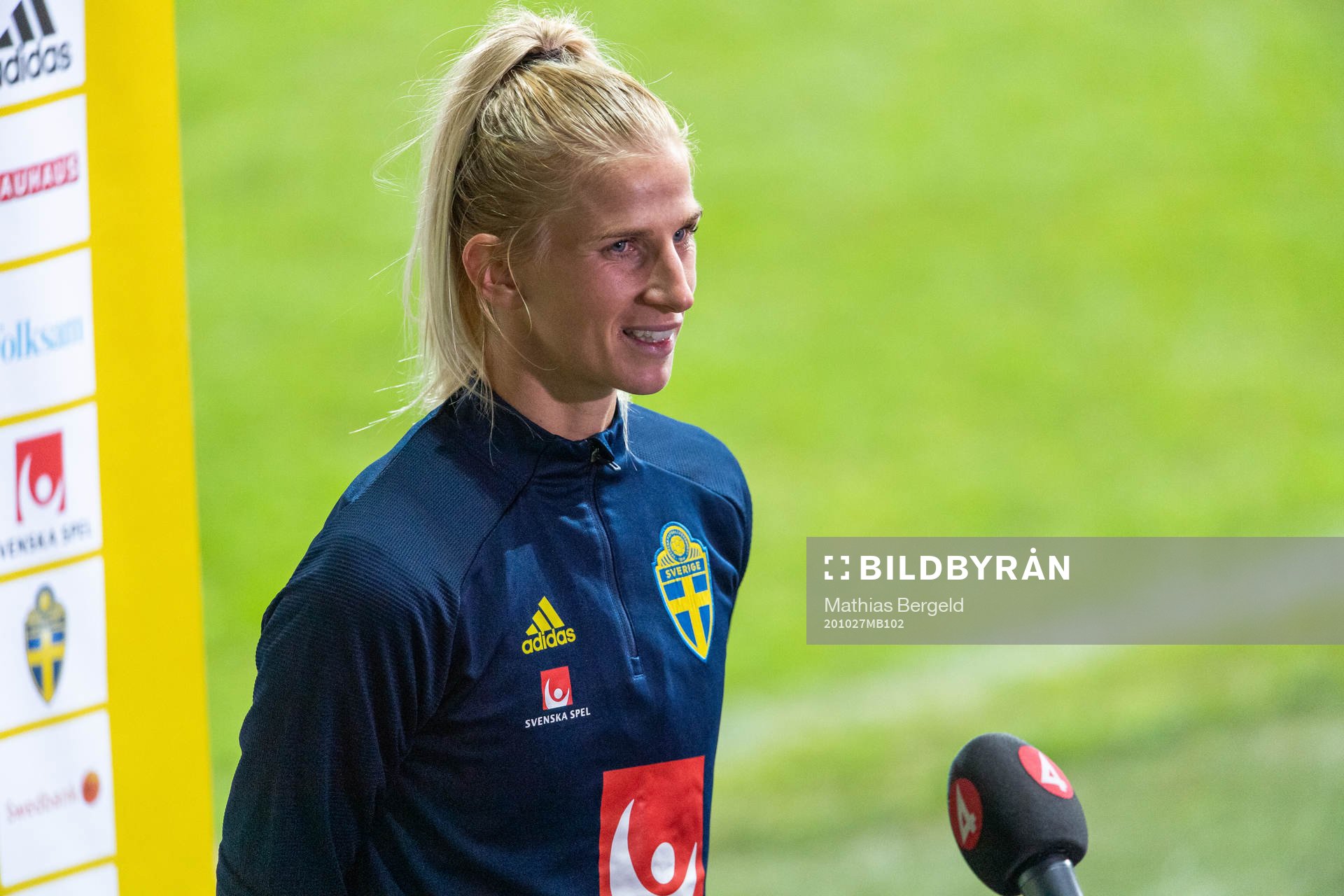Sofia Jakobsson of Sweden is interviewed