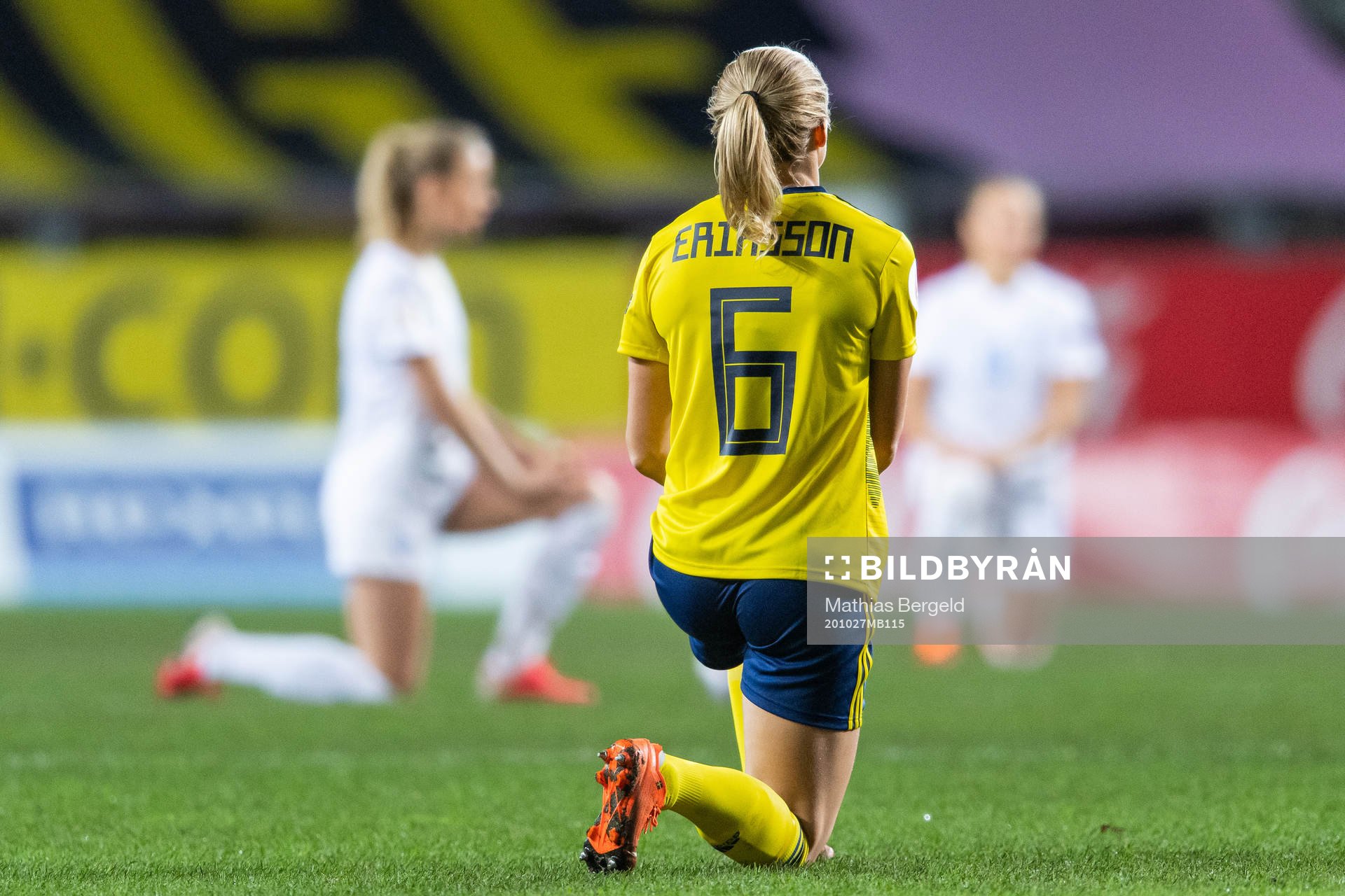 Magdalena Eriksson of Sweden kneel in support of the Black