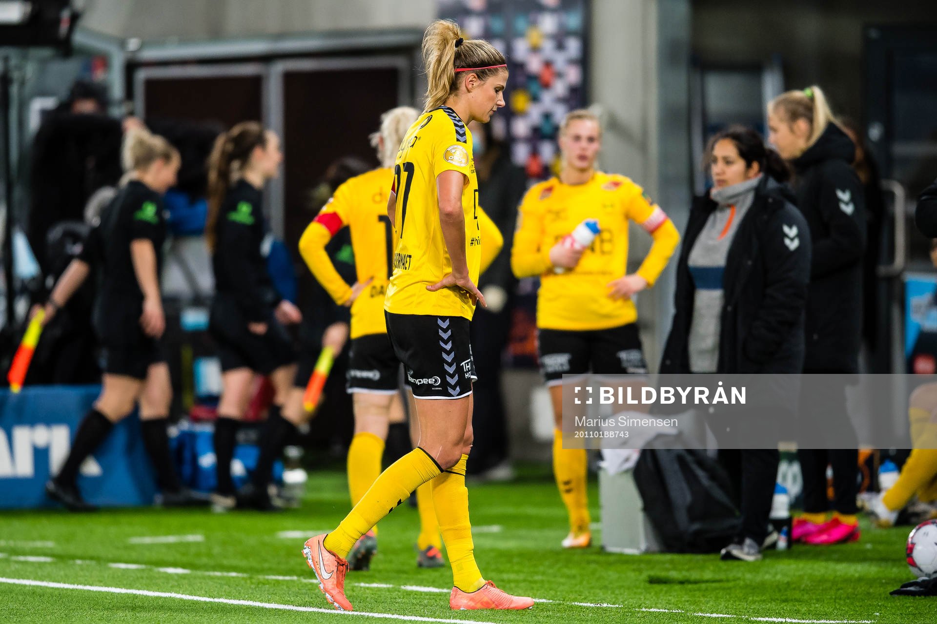 Justine Monique Vanhaevermaet of LSK Kvinner looks dejected