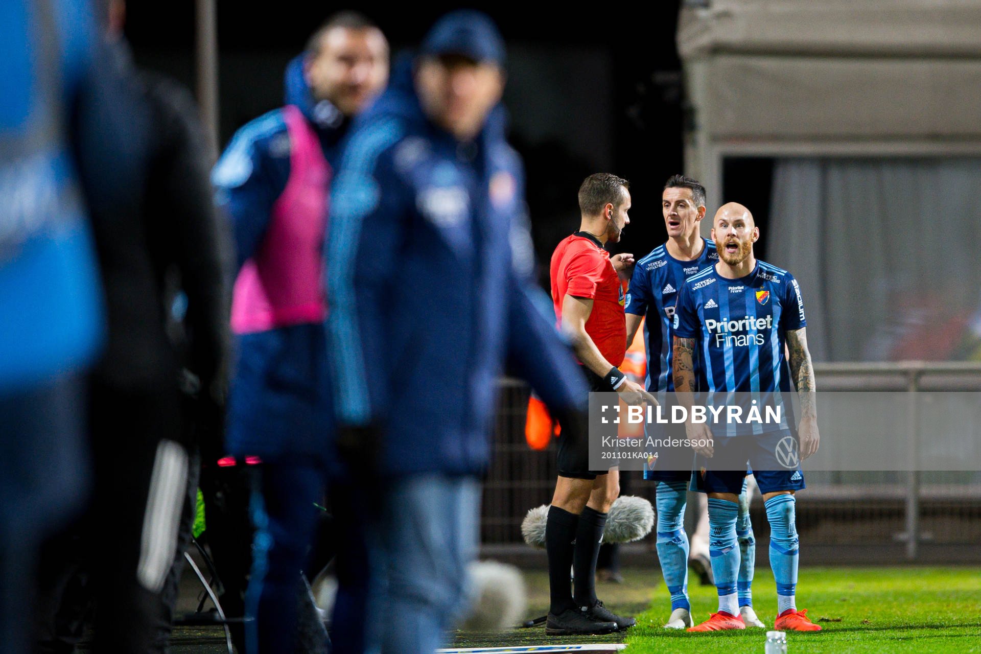 Djurgårdens Magnus Eriksson och Haris Radetinac reagerar