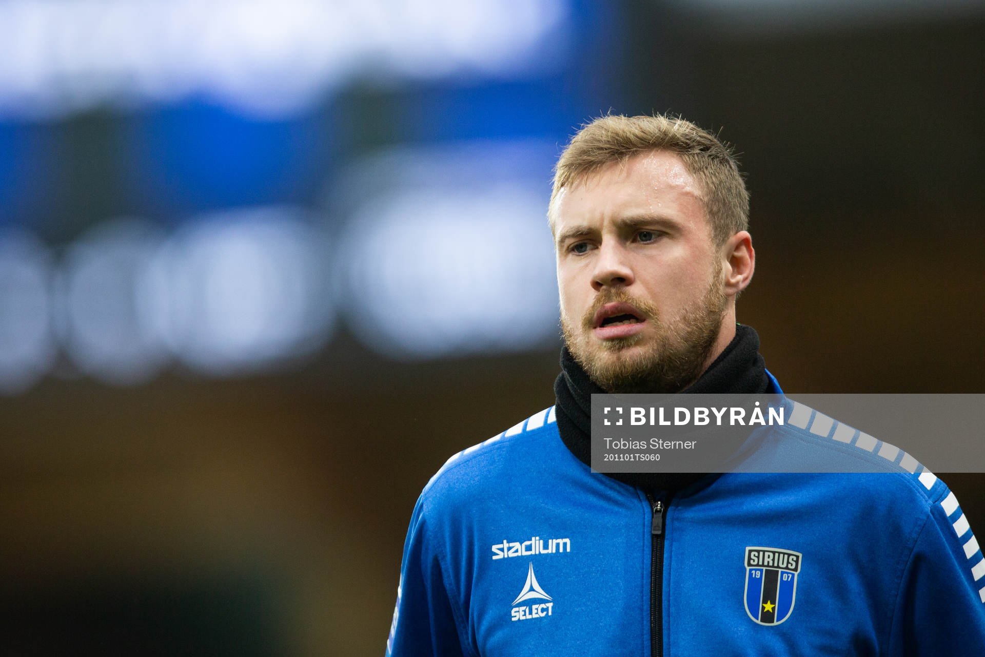 Sirius Daniel Jarl inför fotbollsmatchen i Allsvenskan mellan Sirius och Kalmar den 1 november 2020 i Uppsala.