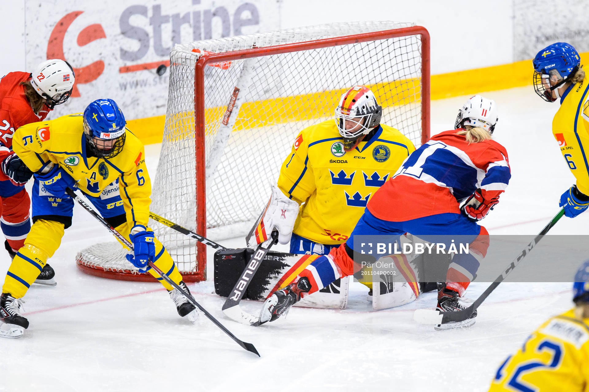 Goalkeeper Sara Grahn and Josefine Holmgren of Sweden
