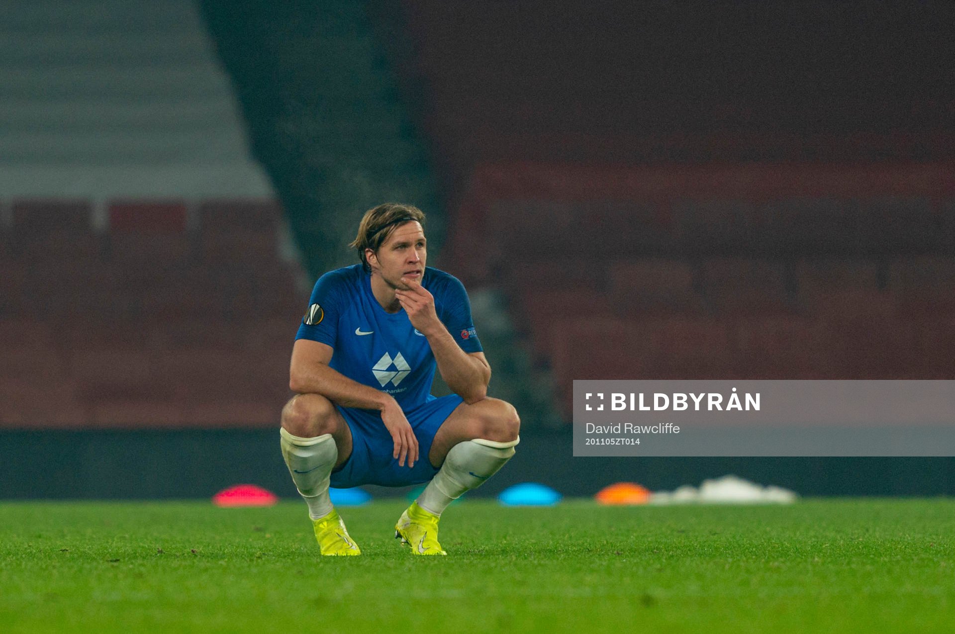 LONDON, ENGLAND - Thursday, November 5, 2020: Molde's Martin Bjørnbak looks dejected after the UEFA Europa League Group B match between Arsenal FC and Molde FK at the Emirates Stadium. (Pic by David Rawcliffe/Propaganda)