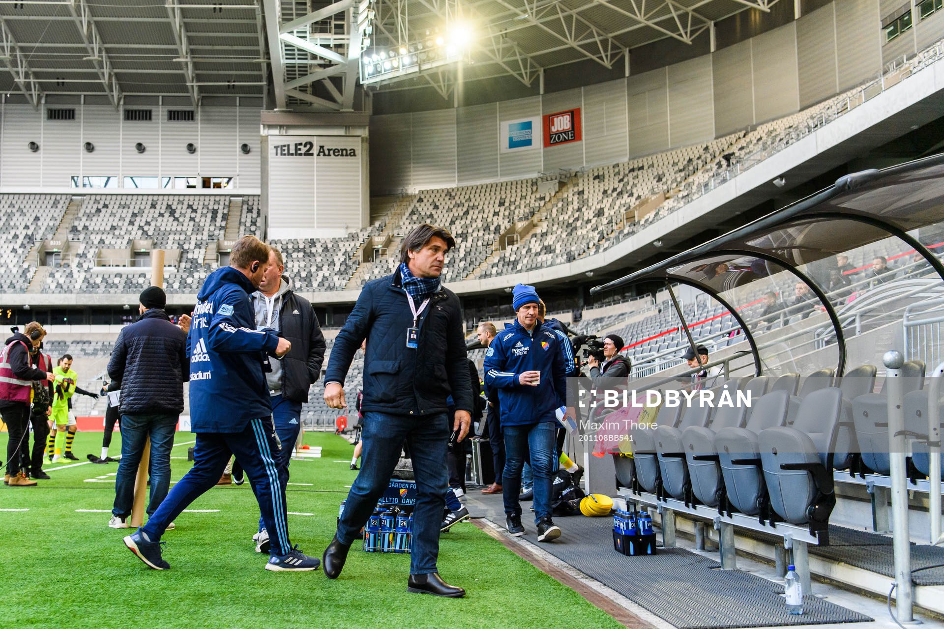 Djurgårdens sportchef Bosse Andersson och tränare Thomas Lagerlöf inför fotbollsmatchen i Allsvenskan mellan Djurgården och AIK den 8 november 2020 i Stockholm.