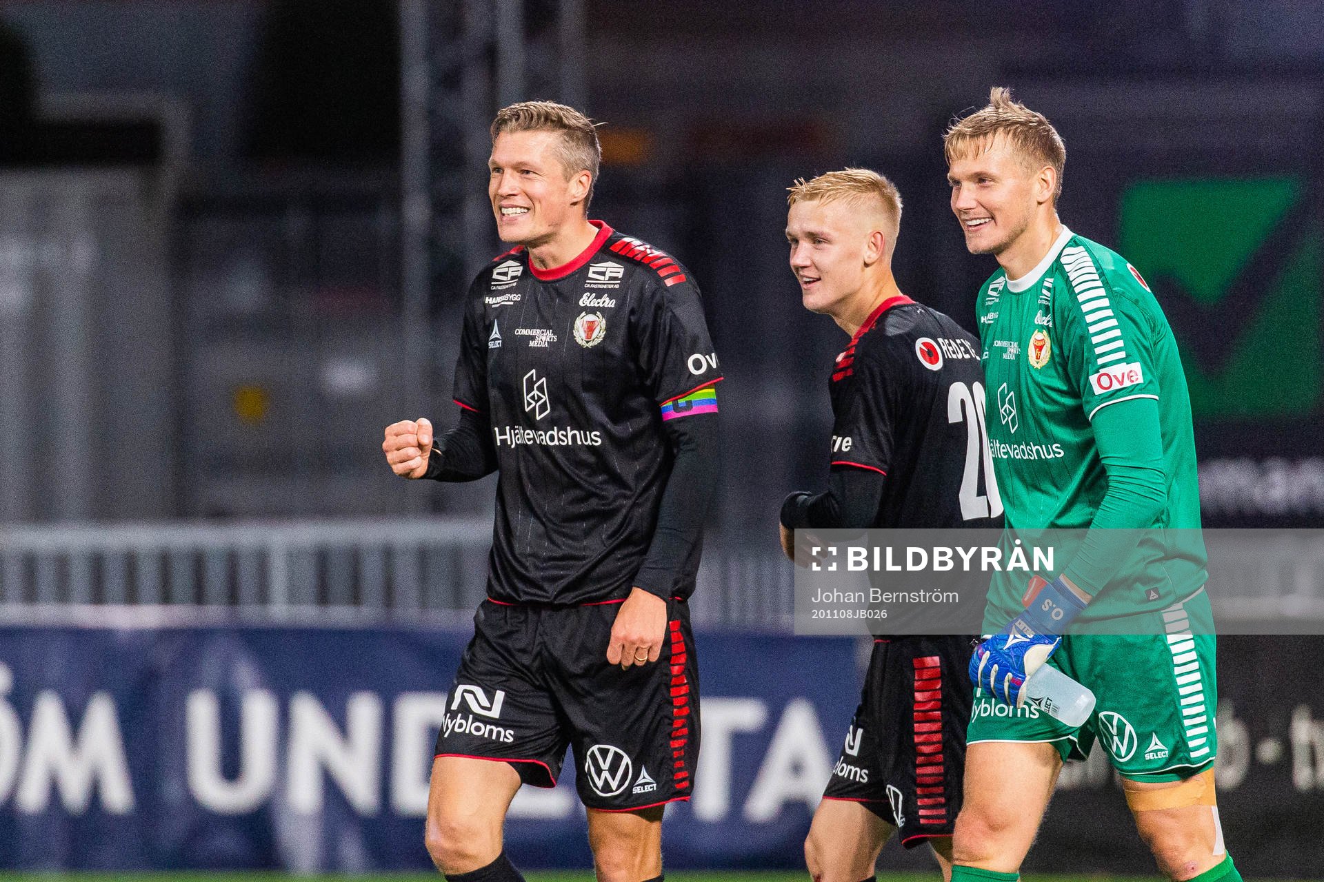 Kalmars Viktor Elm, Carl Gustafsson och målvakt Ole