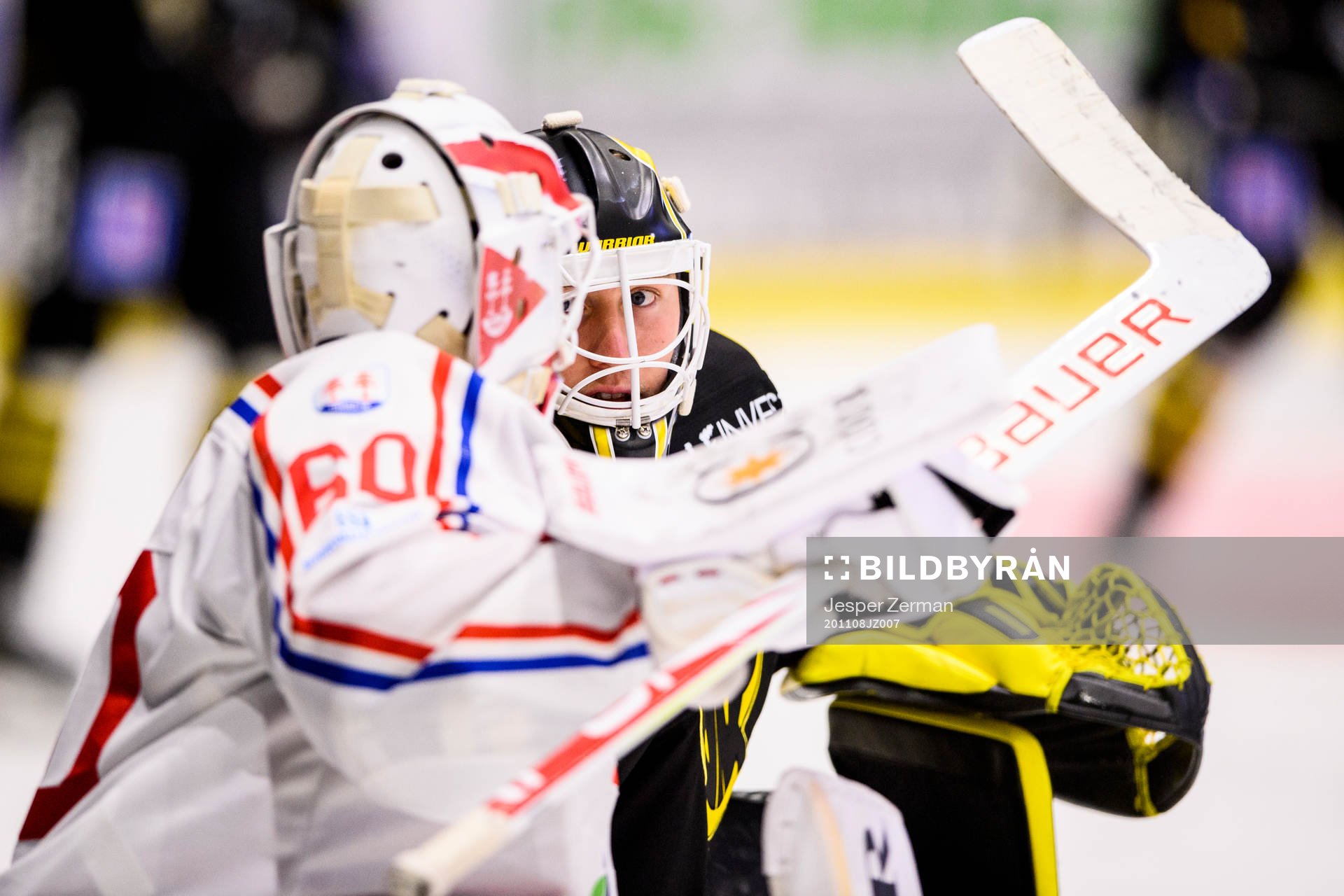 Timrås målvakt Adam Ohre och Västerås målvakt Emil