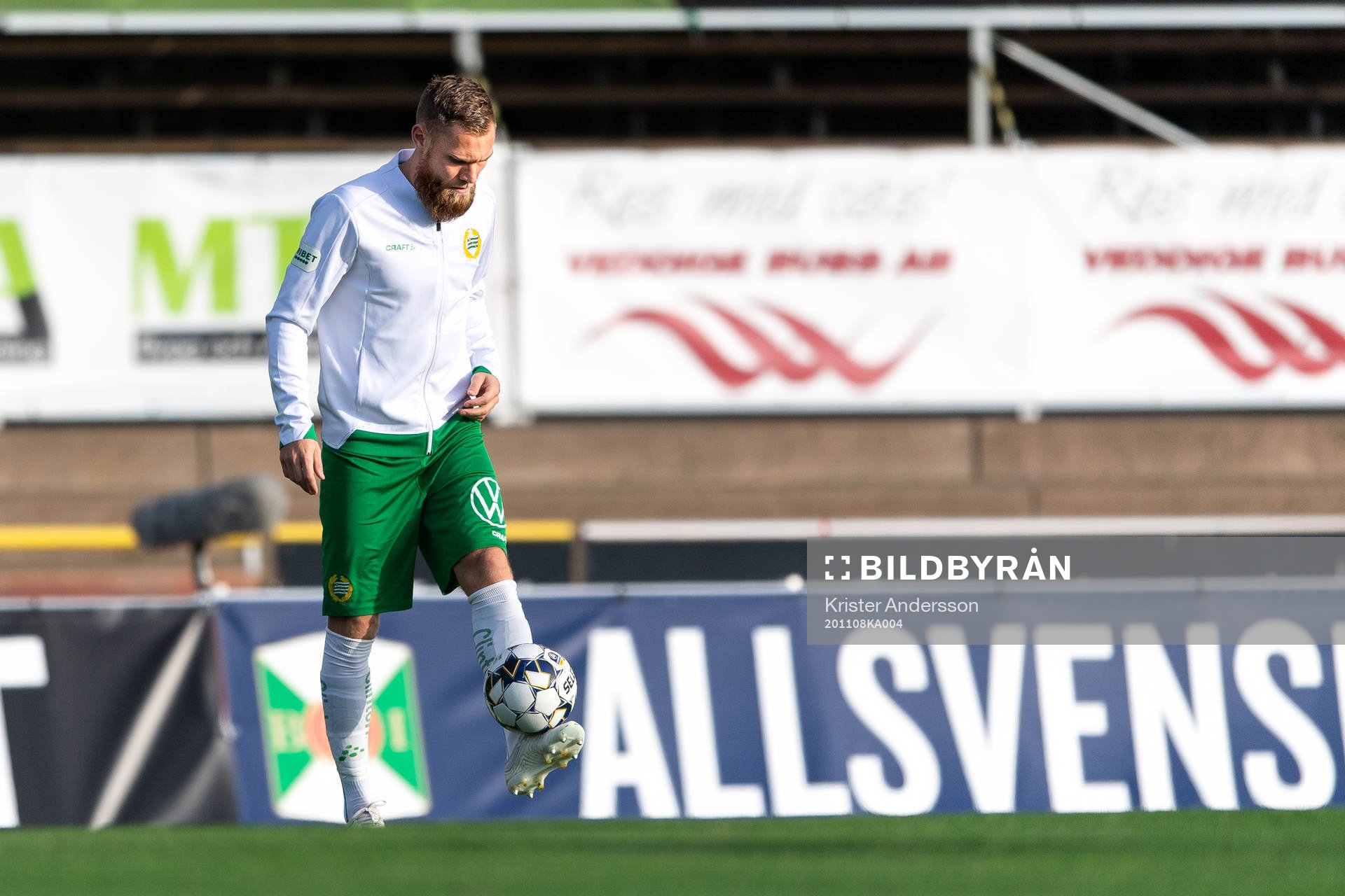 Hammarbys David Fällman före fotbollsmatchen i