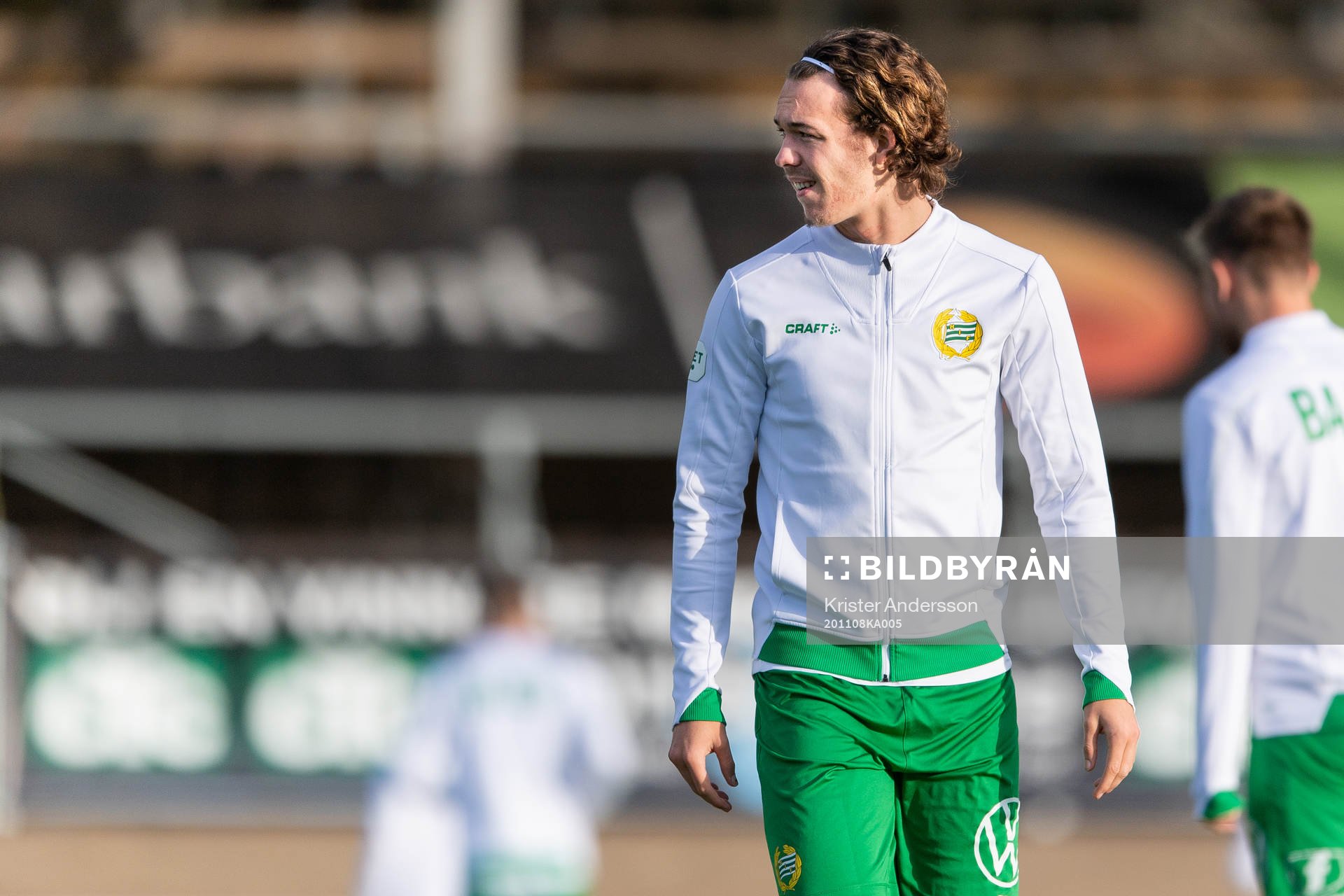 Hammarbys Kalle Björklund före fotbollsmatchen i