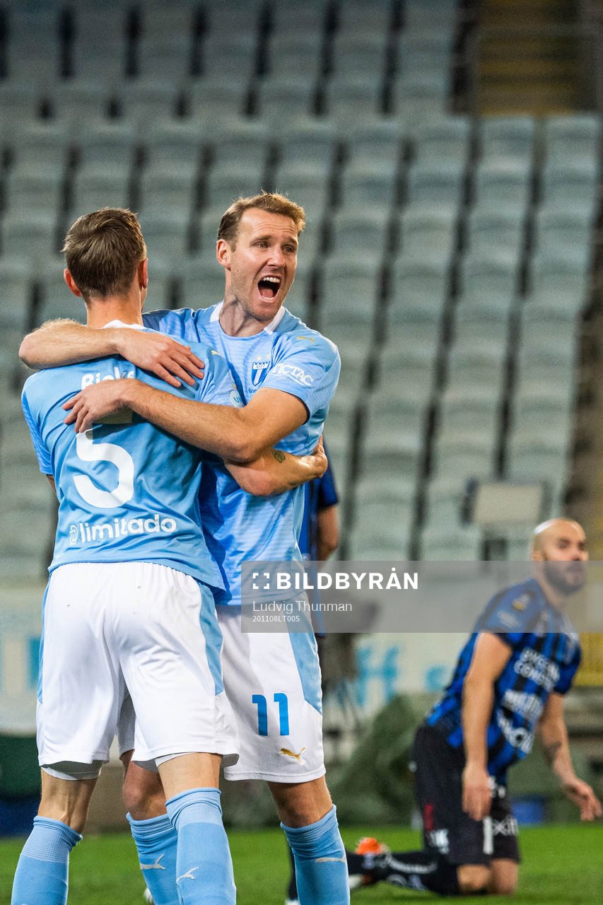 Malmö FFs  Sören Rieks och Ola Toivonen jublar